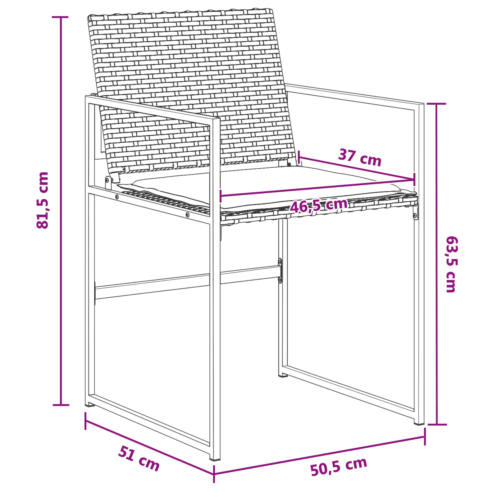Tuin eettafelset met kussen 5 pcs Zwart en Crème poly rattan – afbeelding 9