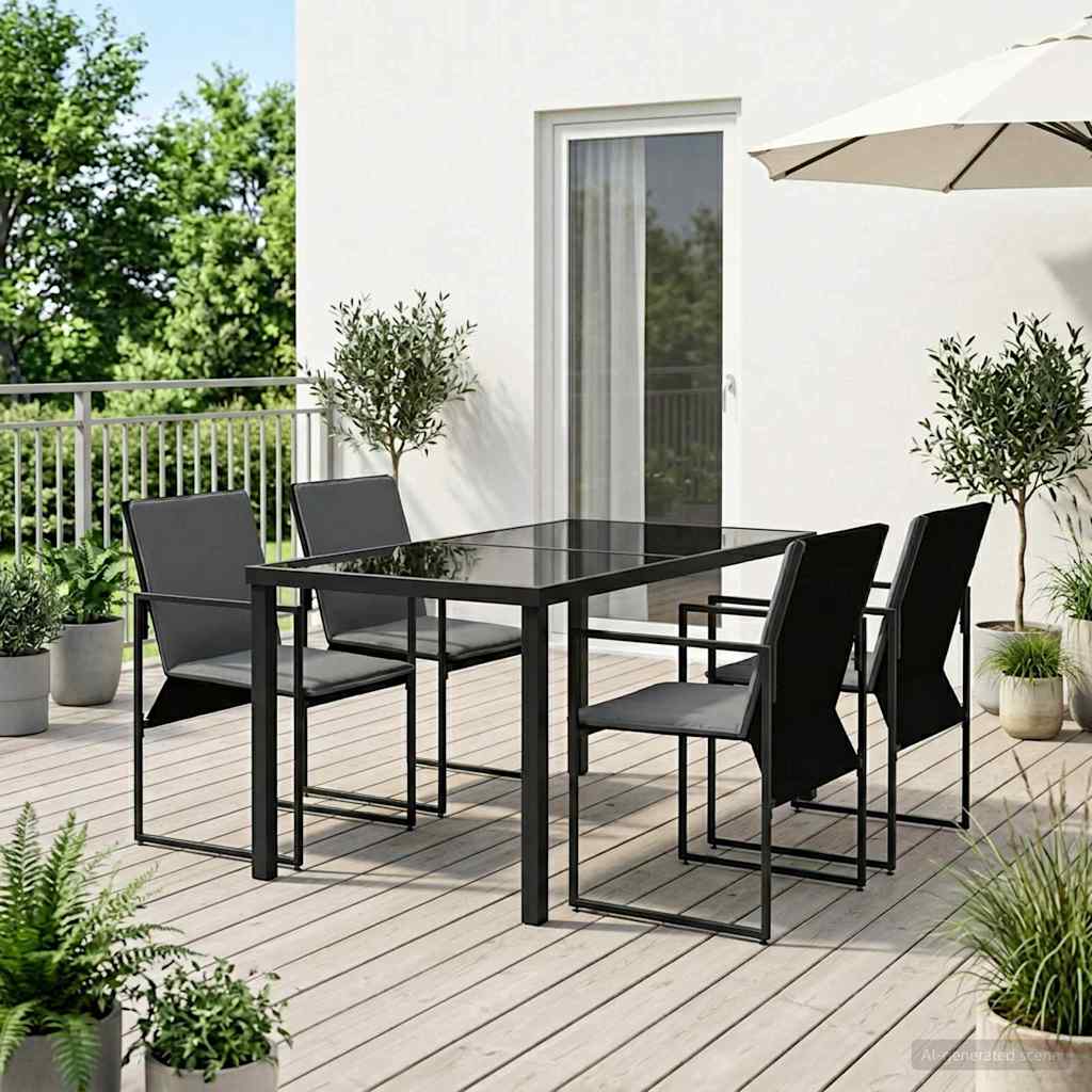 Tuin eettafelset 5 pcs Zwart en Anthraciet 140 x 70 x 73 cm – afbeelding 1