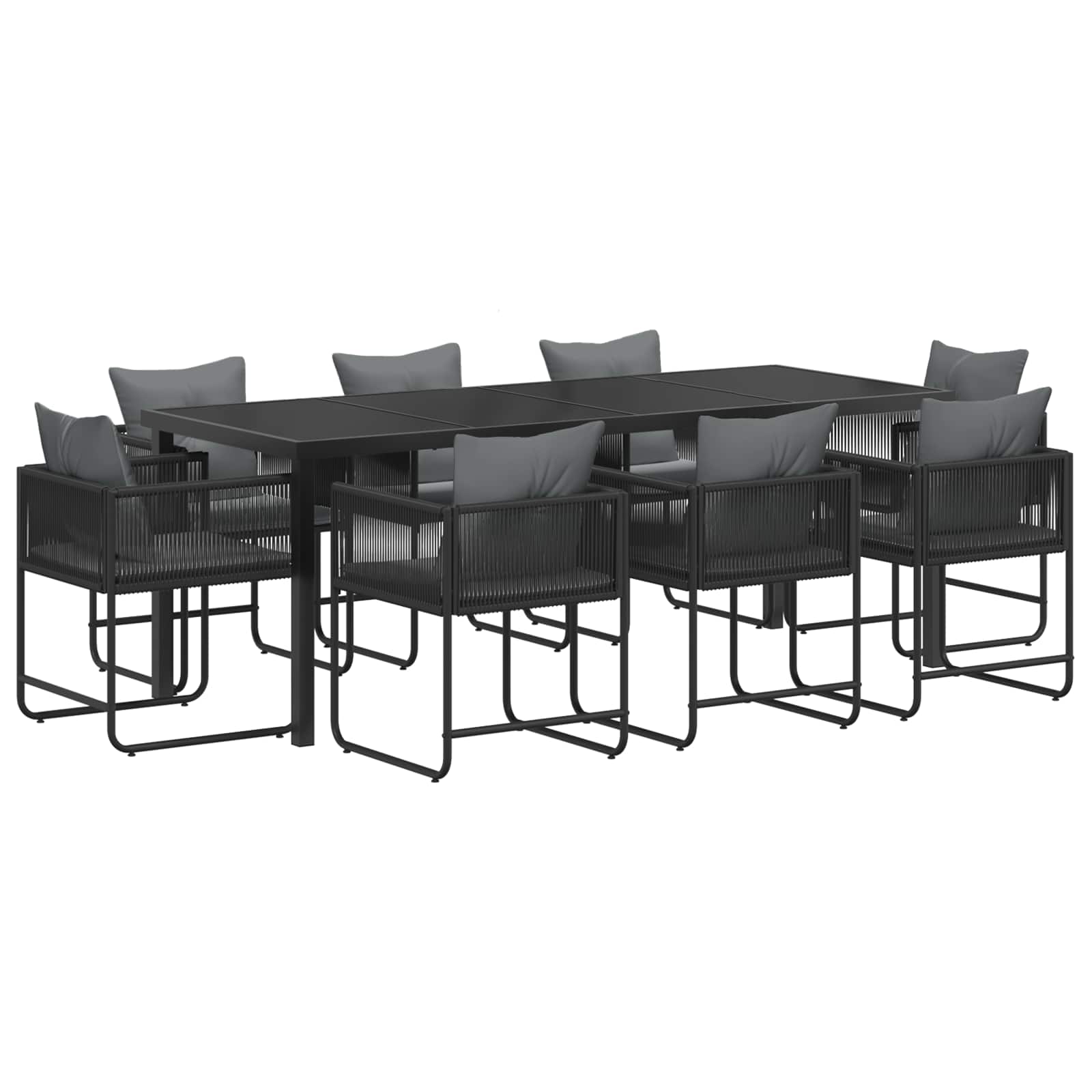 Tuin eettafelset 9 pcs Zwart en Anthraciet 200 x 80 x 73 cm – afbeelding 2