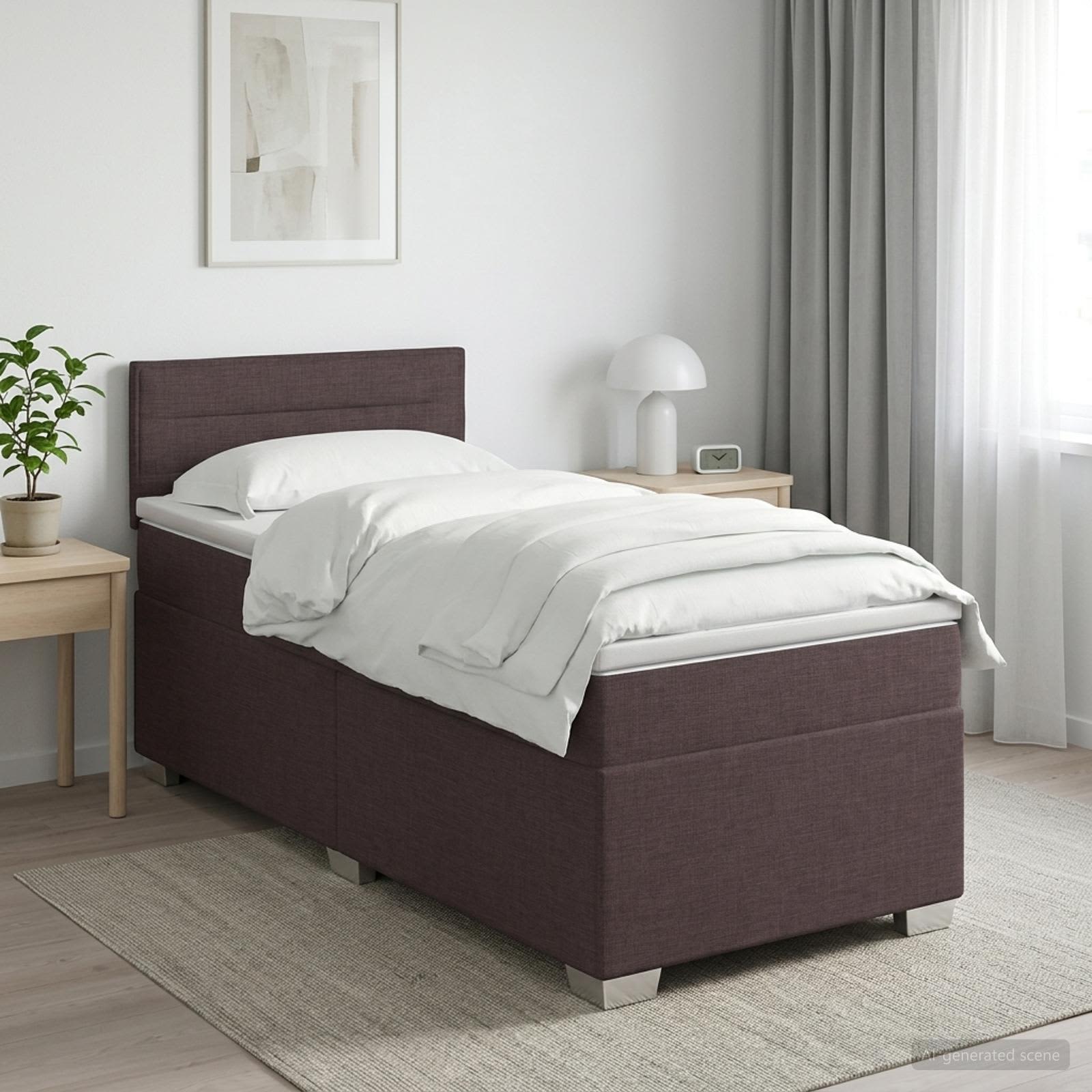 Boxspringbed met matras Donkerbruin 80 x 200 cm Stof