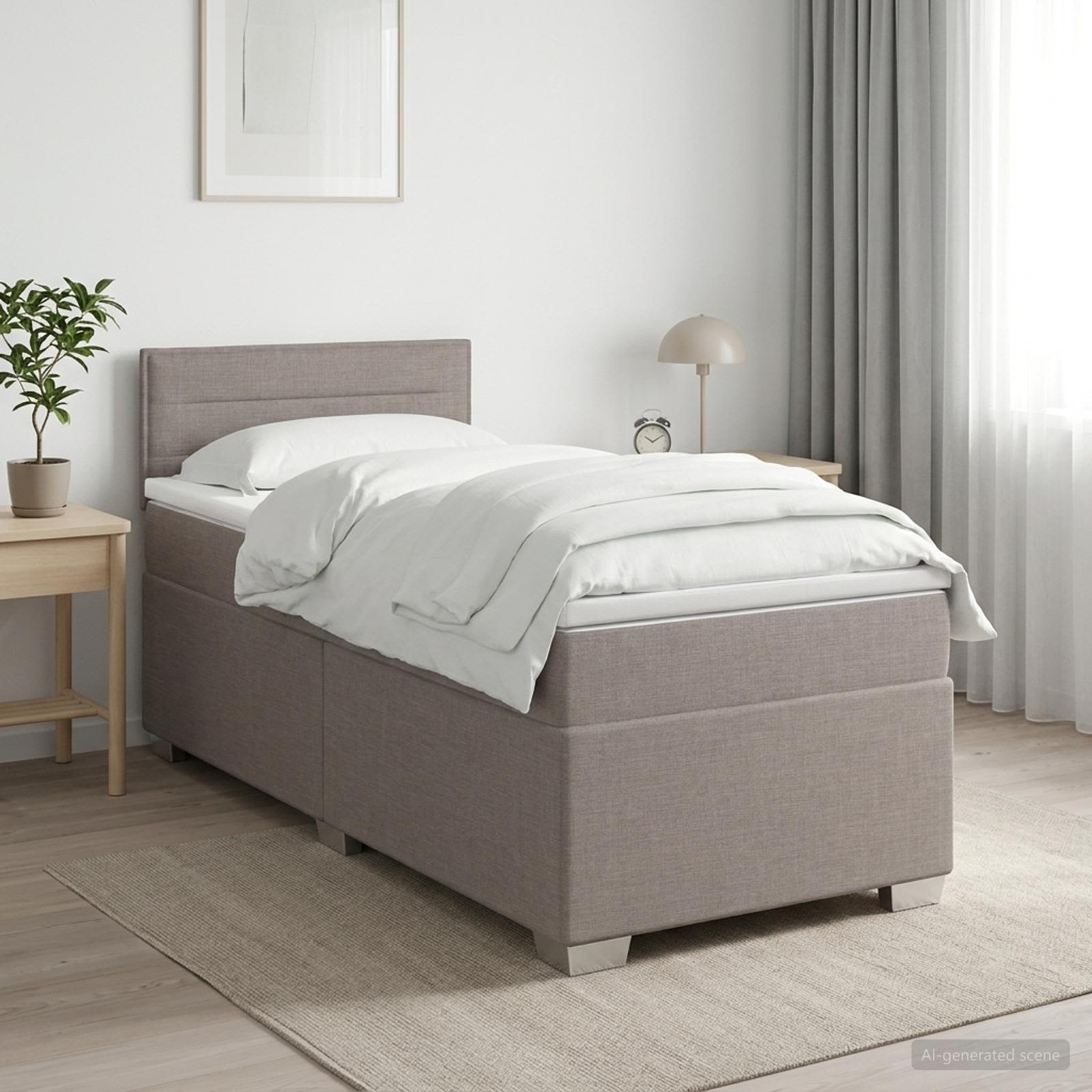 Boxspringbed met matras met hoofdeinde Taupe 80 x 200 cm Stof – afbeelding 1