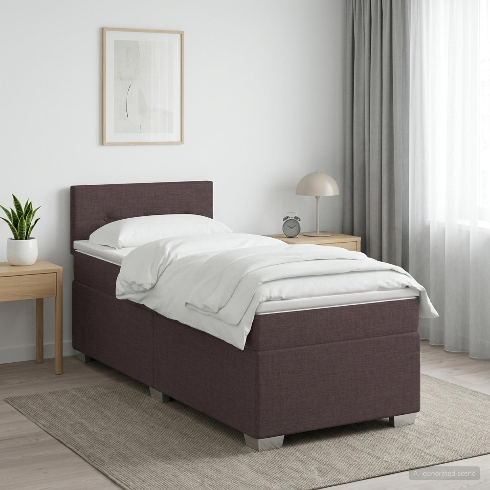 Boxspringbed met matras Donkerbruin 80 x 200 cm Stof – afbeelding 1