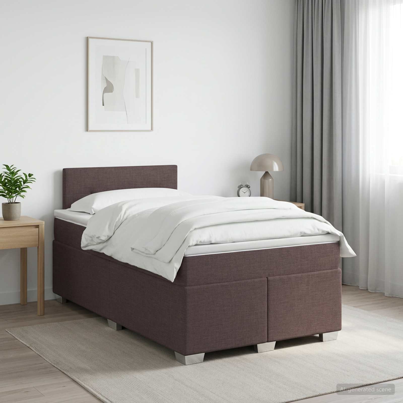 Boxspringbed met matras Donkerbruin 120 x 190 cm Stof – afbeelding 1