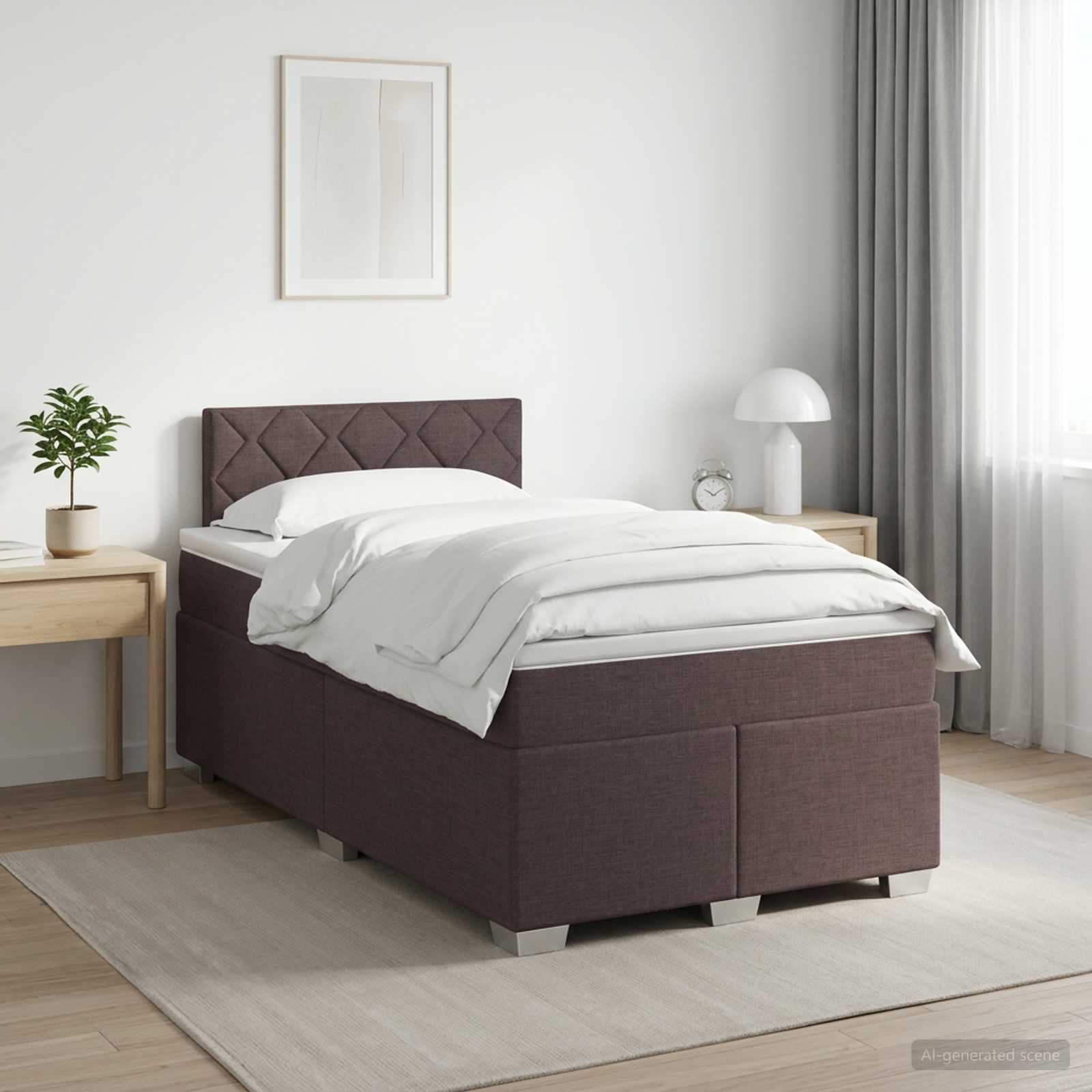 Boxspringbed met matras Donkerbruin 120 x 190 cm Stof – afbeelding 1