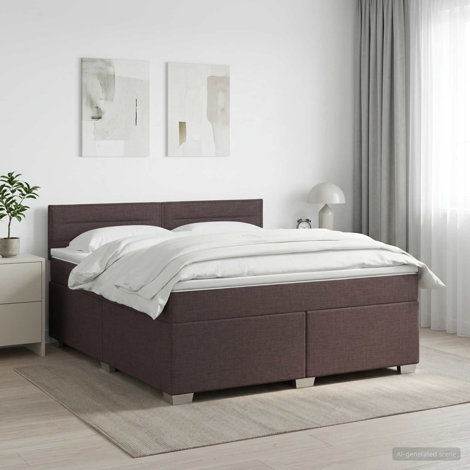 Boxspringbed met matras Donkerbruin 140 x 200 cm Stof