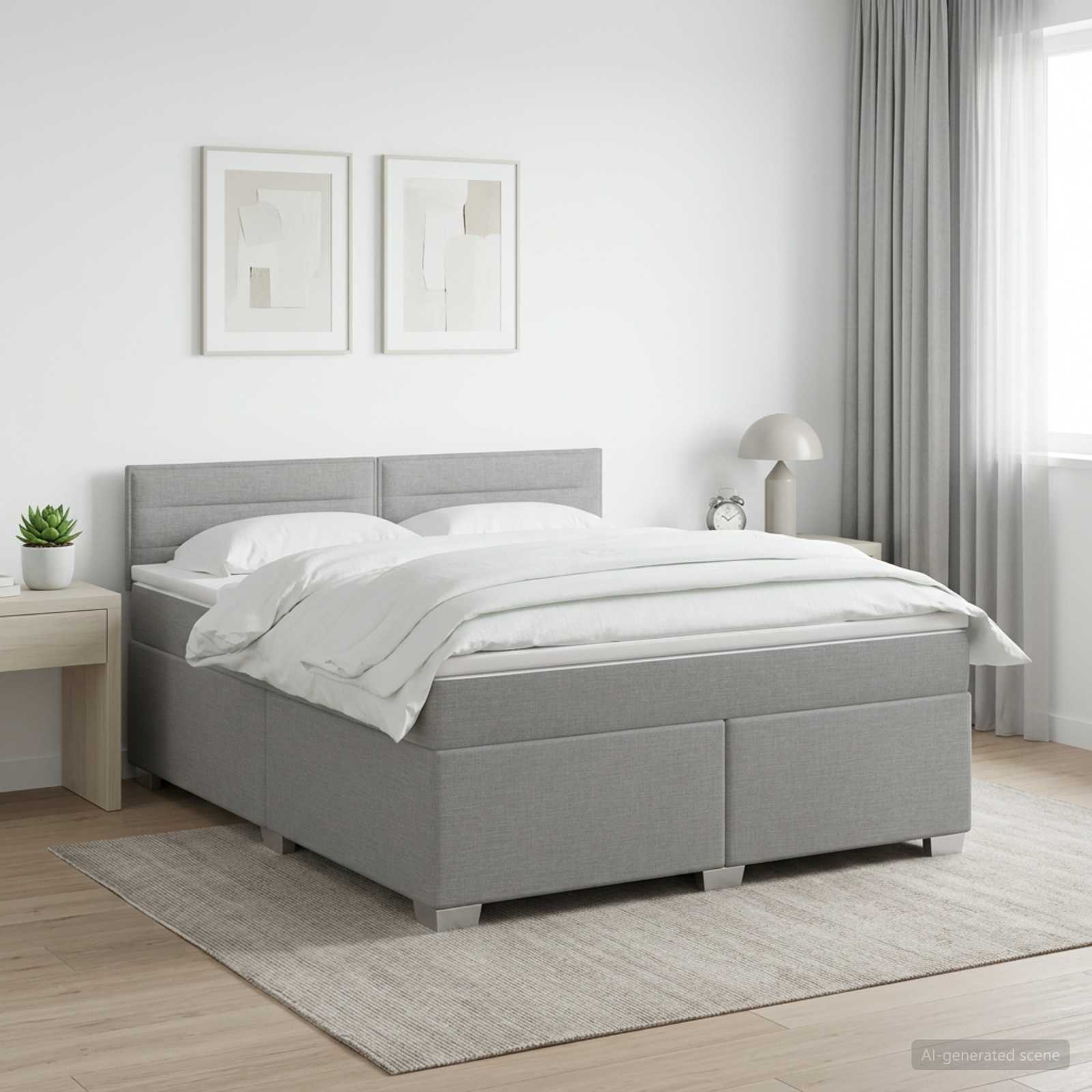 Boxspringbed met matras Lichtgrijs 160 x 200 cm Stof – afbeelding 1