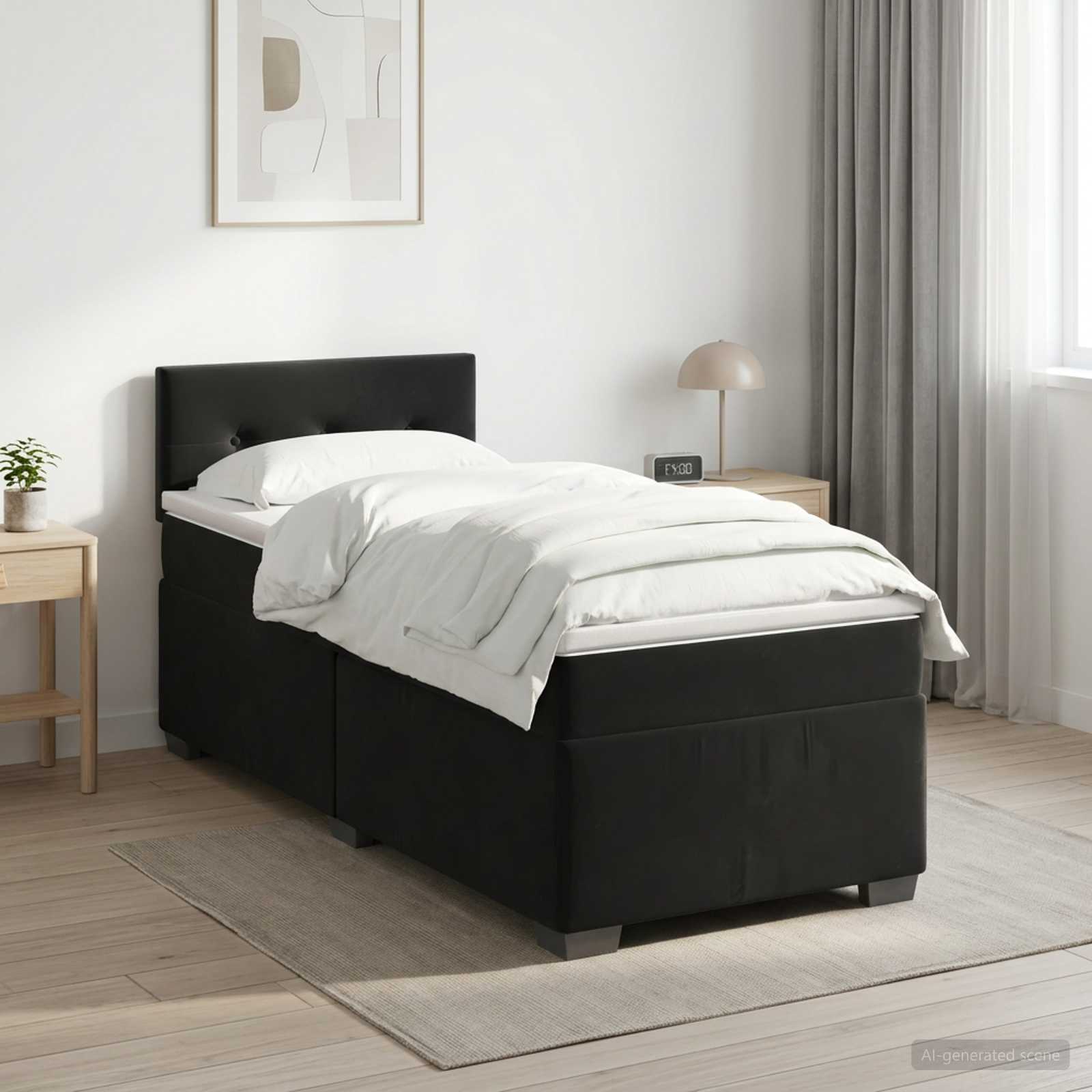 Boxspringbed met matras Zwart 90 x 190 cm Fluweel – afbeelding 1