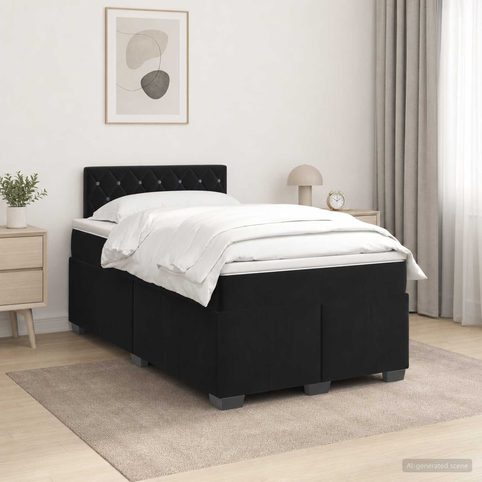 Boxspringbed met matras Zwart 120 x 190 cm Fluweel – afbeelding 1