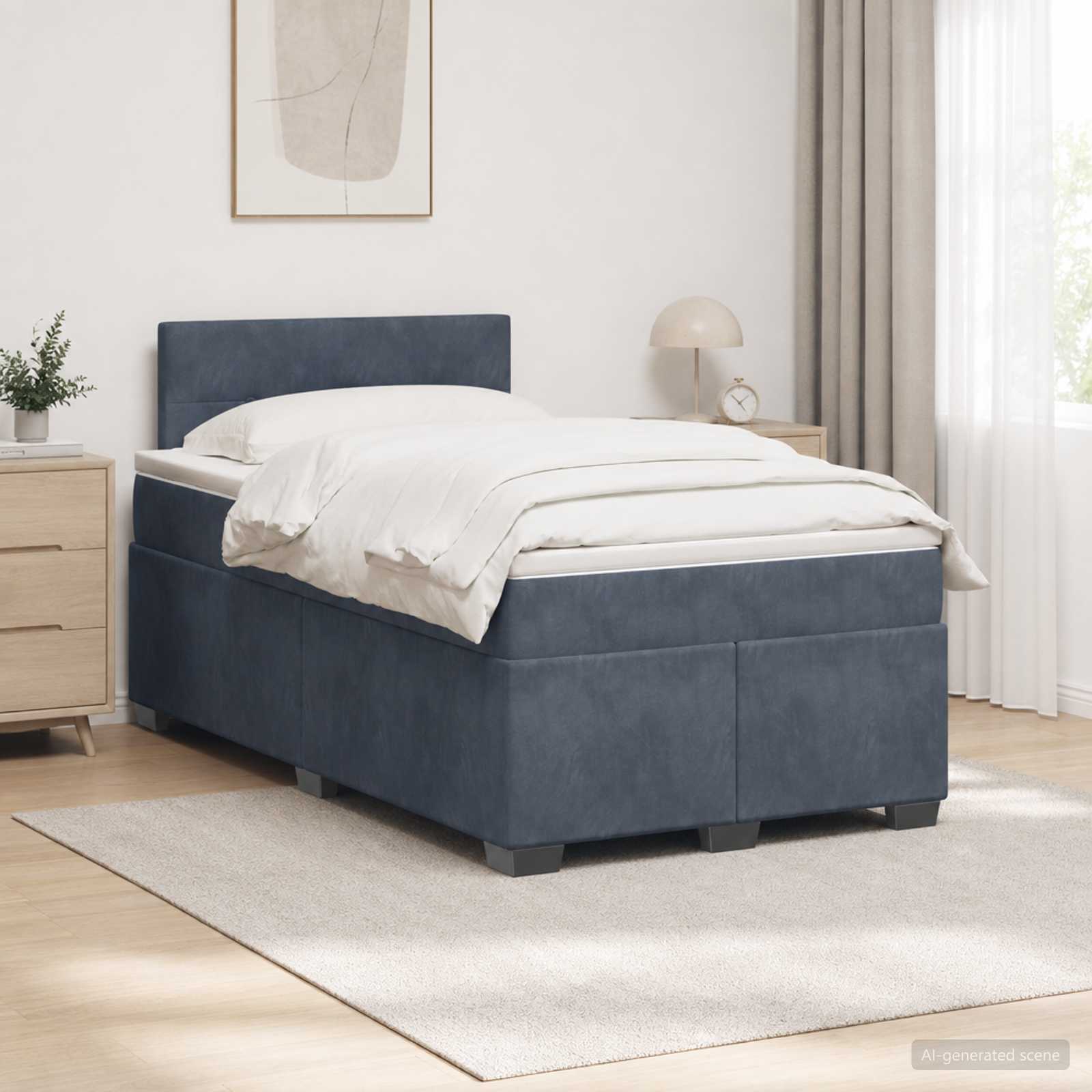 Boxspringbed met matras Donkergrijs 120 x 190 cm Fluweel