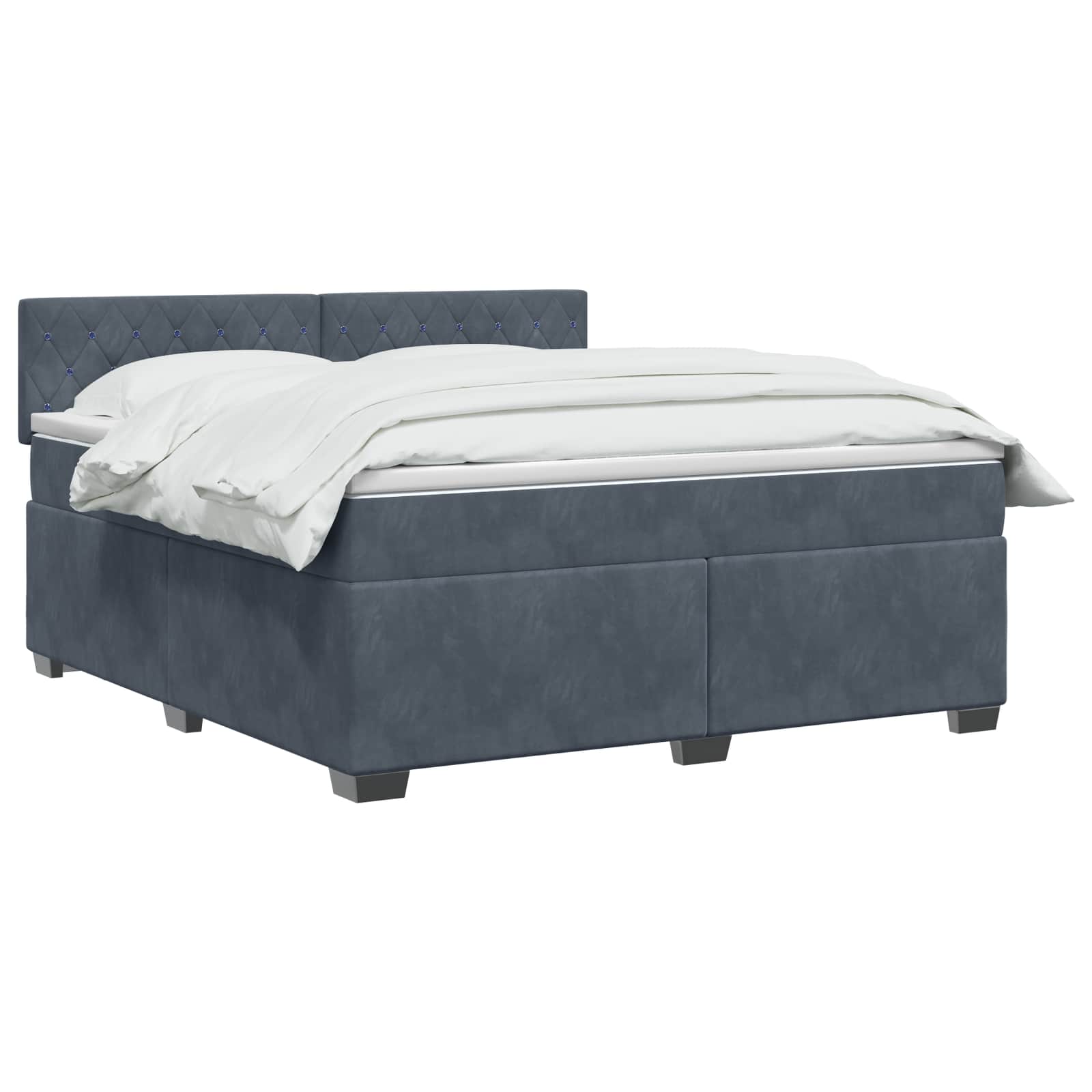 Boxspringbed met matras Donkergrijs 140 x 190 cm Fluweel – afbeelding 3
