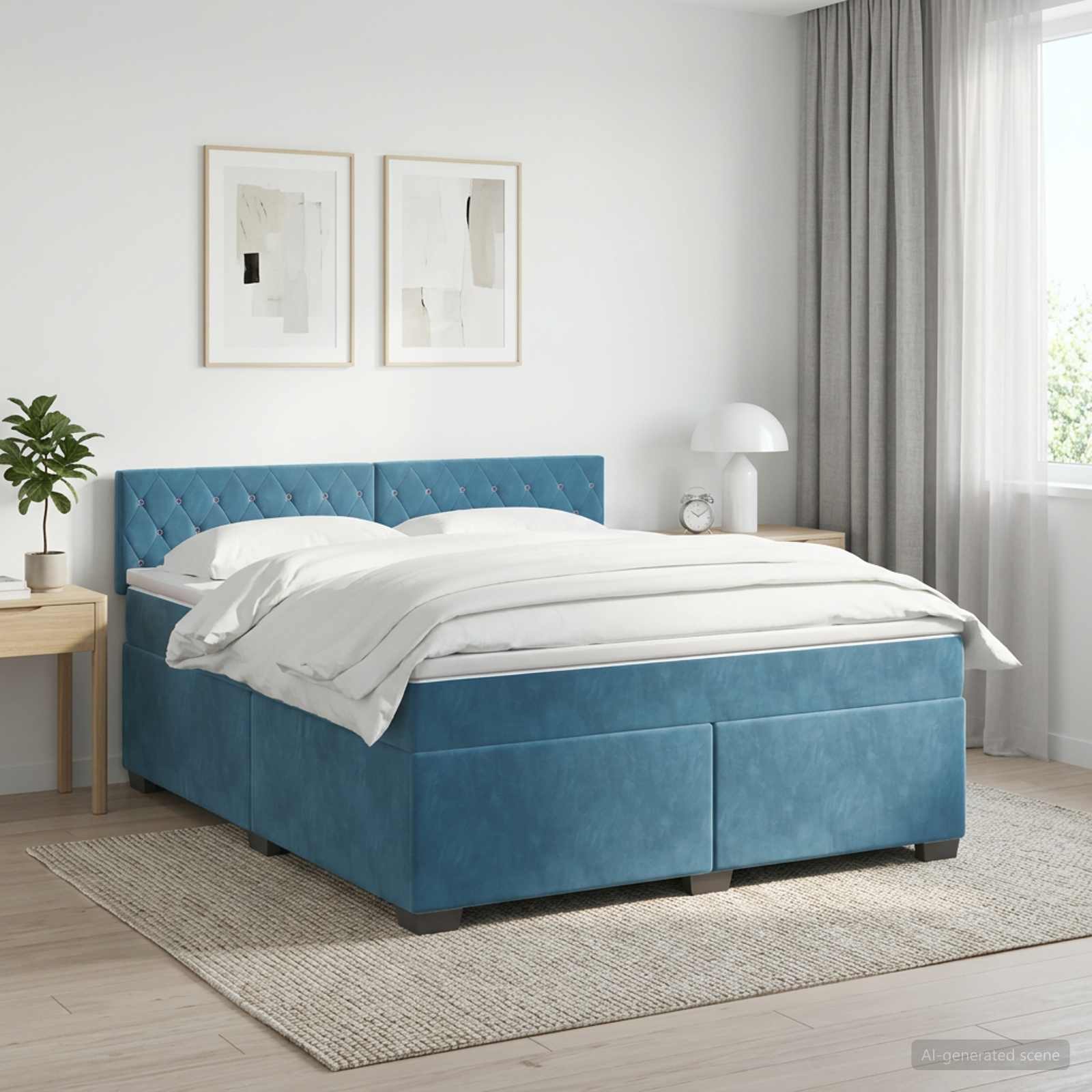 Boxspringbed met matras Donkerblauw 140 x 190 cm Fluweel