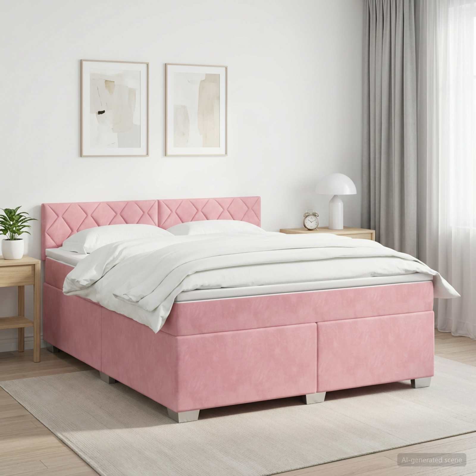 Boxspringbed met matras Roze 160 x 200 cm Fluweel