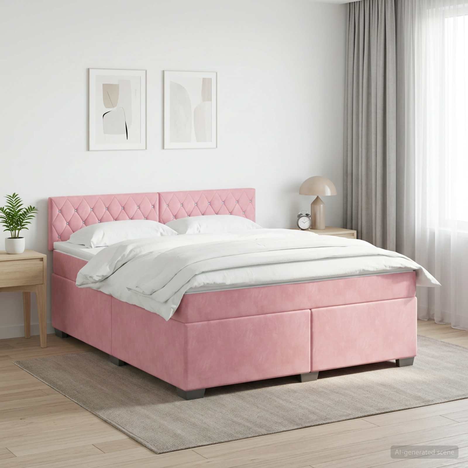 Boxspringbed met matras Roze 180 x 200 cm Fluweel