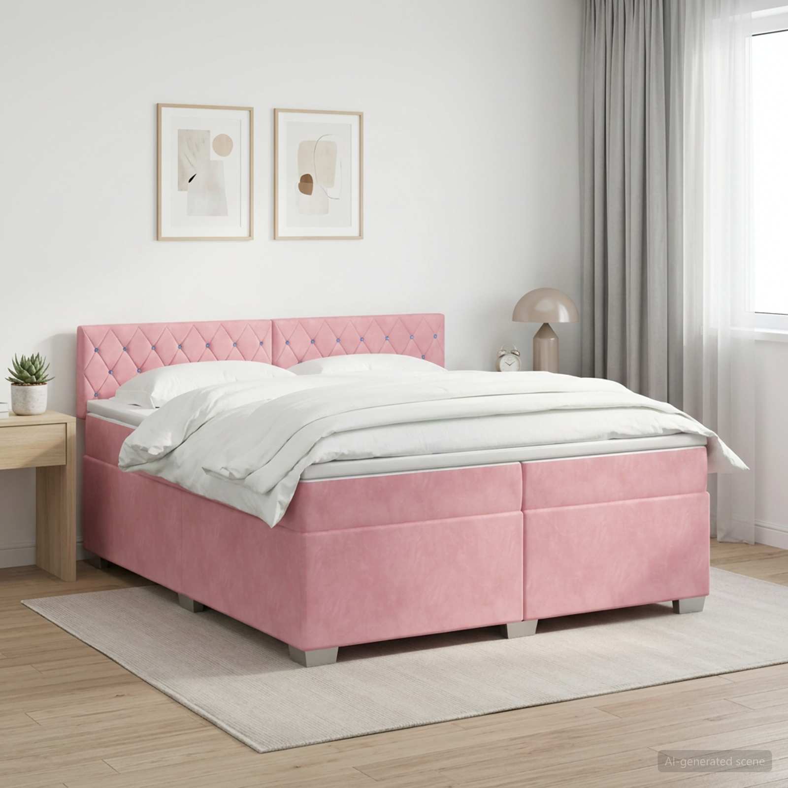 Boxspringbed met matras Roze 200 x 200 cm Fluweel