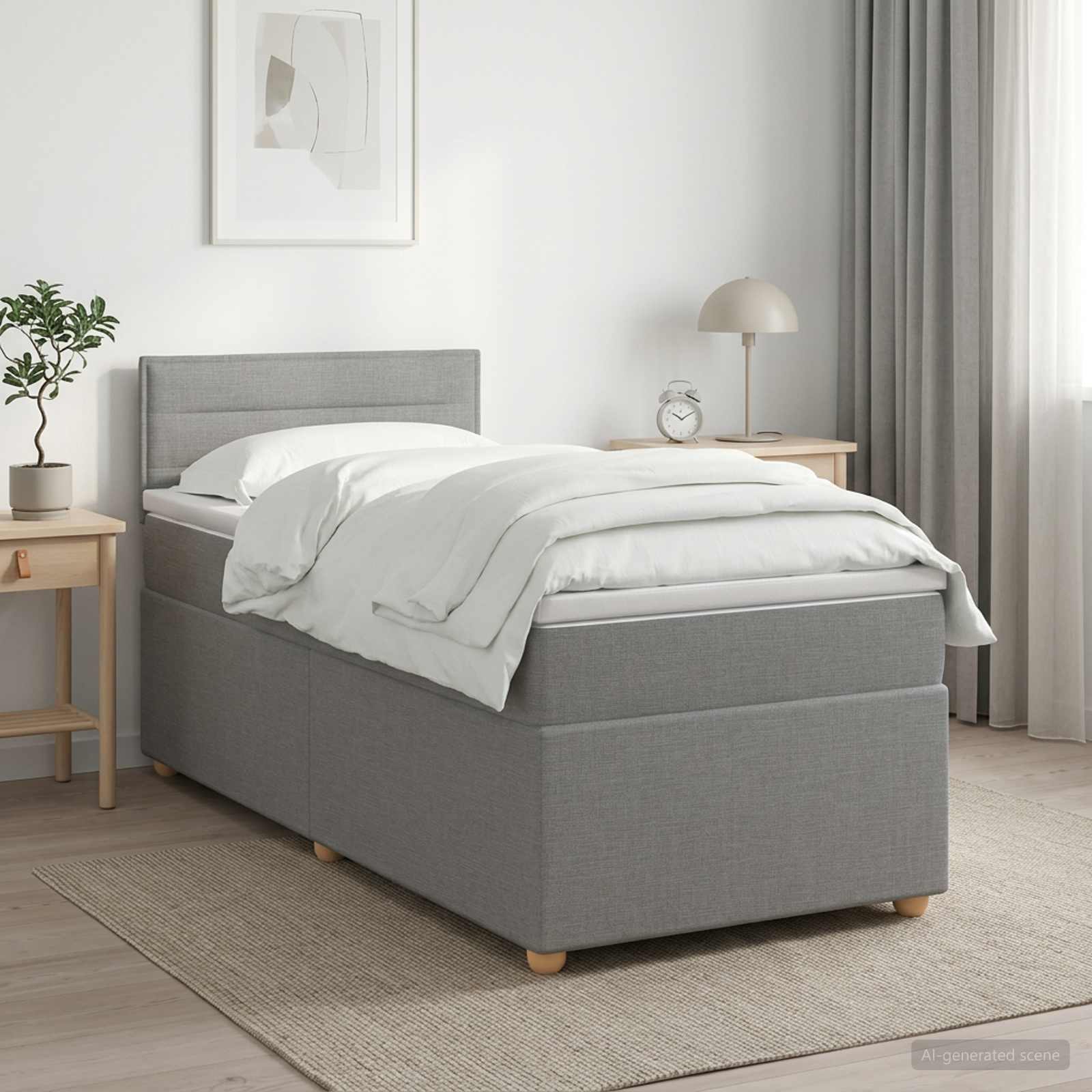 Boxspringbed met matras Lichtgrijs 80 x 200 cm Stof – afbeelding 1