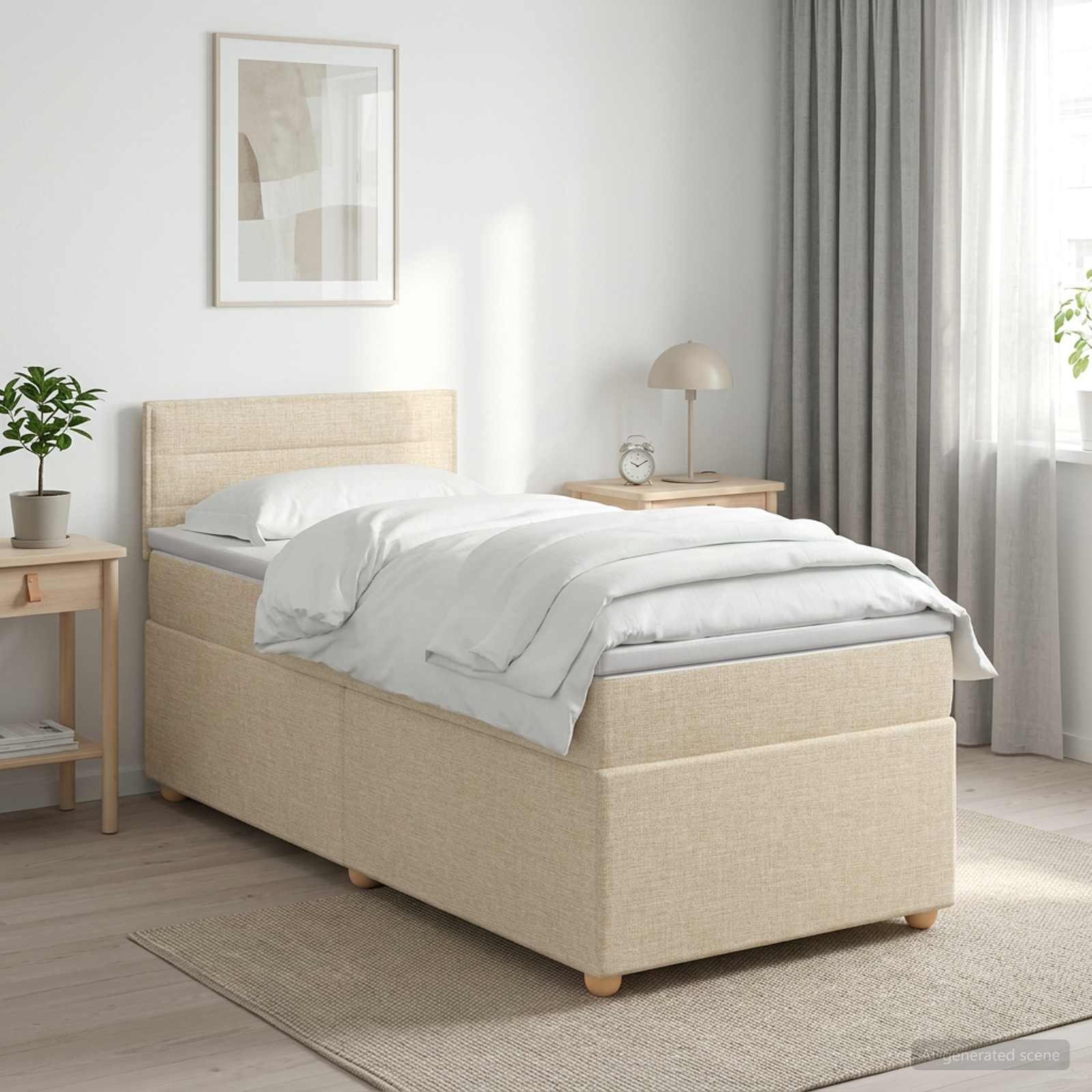 Boxspringbed met matras Crèmekleurig 80 x 200 cm Stof – afbeelding 1