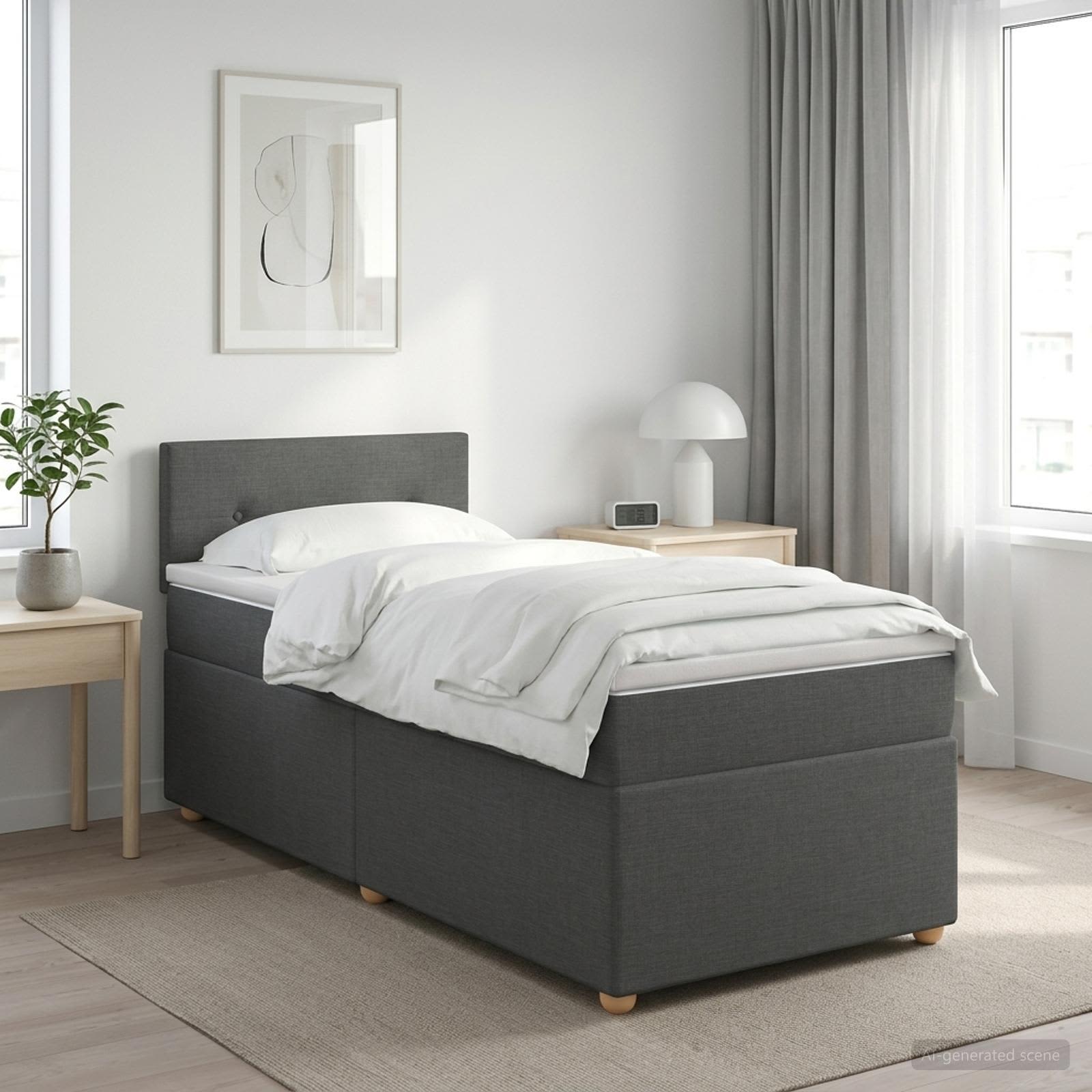 Boxspringbed met matras Donkergrijs 80 x 200 cm Stof – afbeelding 1