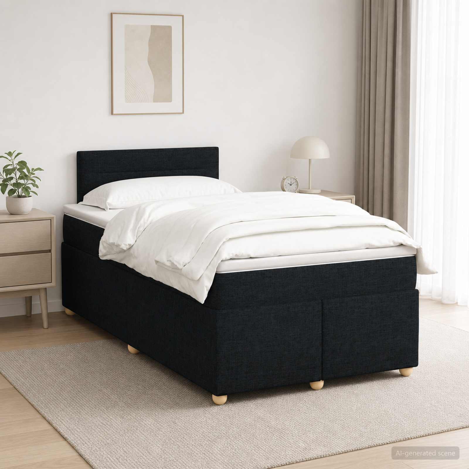 Boxspringbed met matras met hoofdeinde Zwart 120 x 190 cm Stof