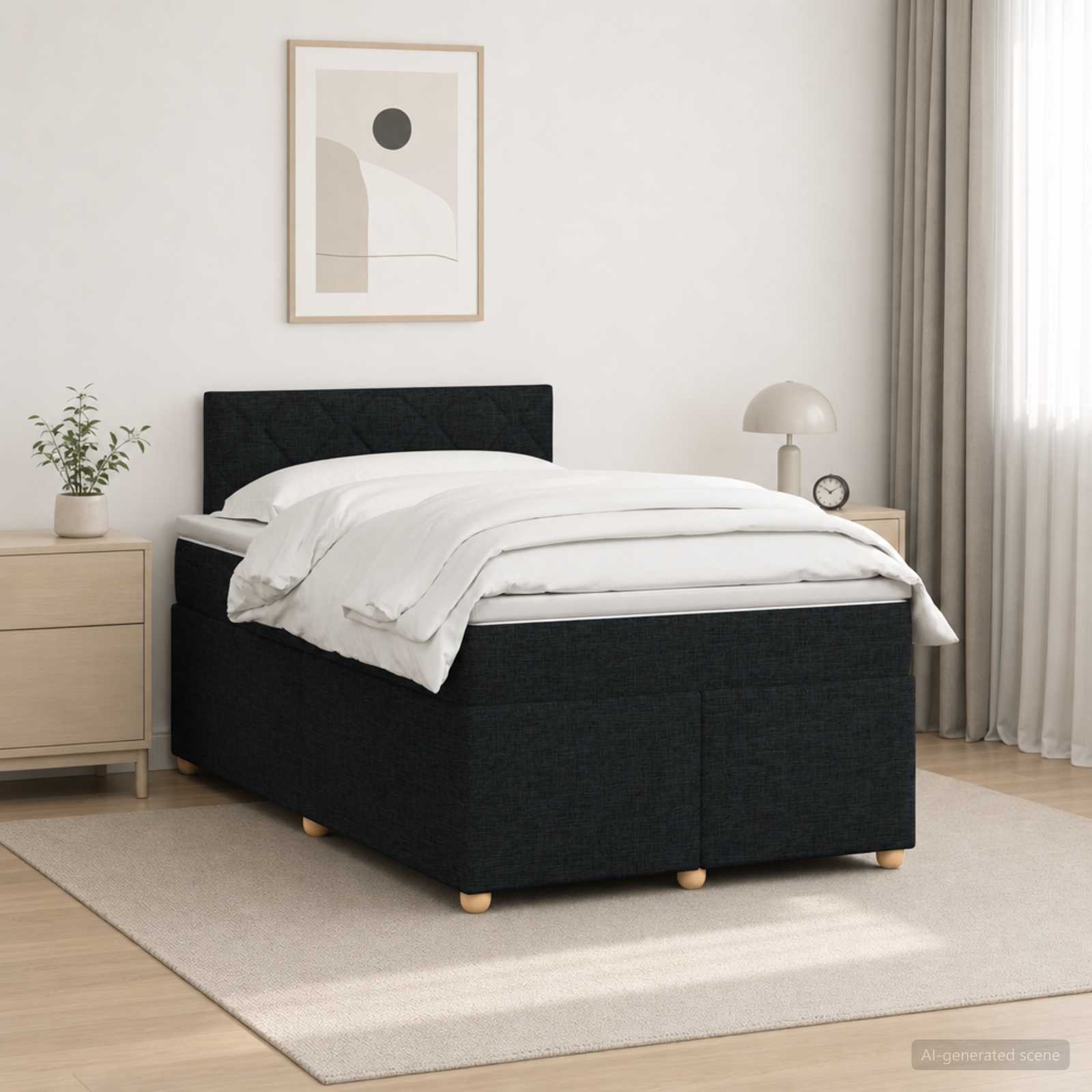 Boxspringbed met matras met hoofdeinde Zwart 120 x 190 cm Stof