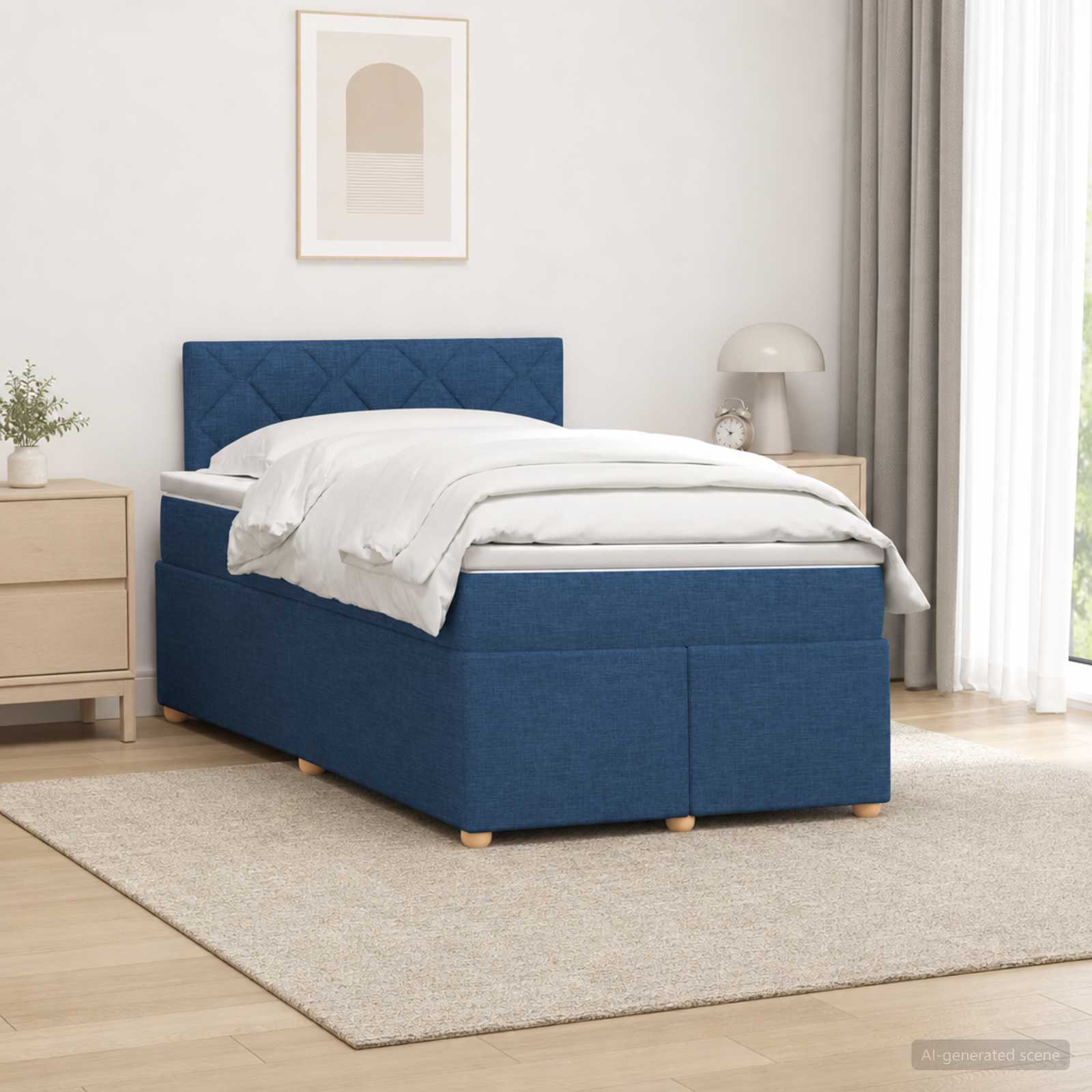 Boxspringbed met matras met hoofdeinde Blauw 120 x 190 cm Stof