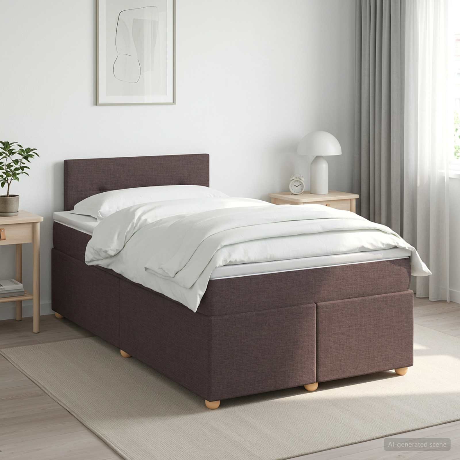 Boxspringbed met matras Donkerbruin 120 x 200 cm Stof – afbeelding 1