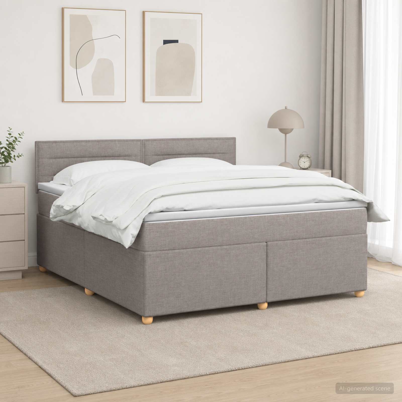 Boxspringbed met matras met hoofdeinde Taupe 160 x 200 cm Stof