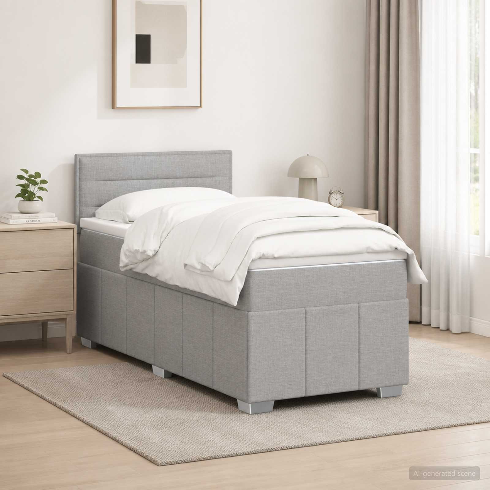 Boxspringbed met matras Lichtgrijs 80 x 200 cm Stof
