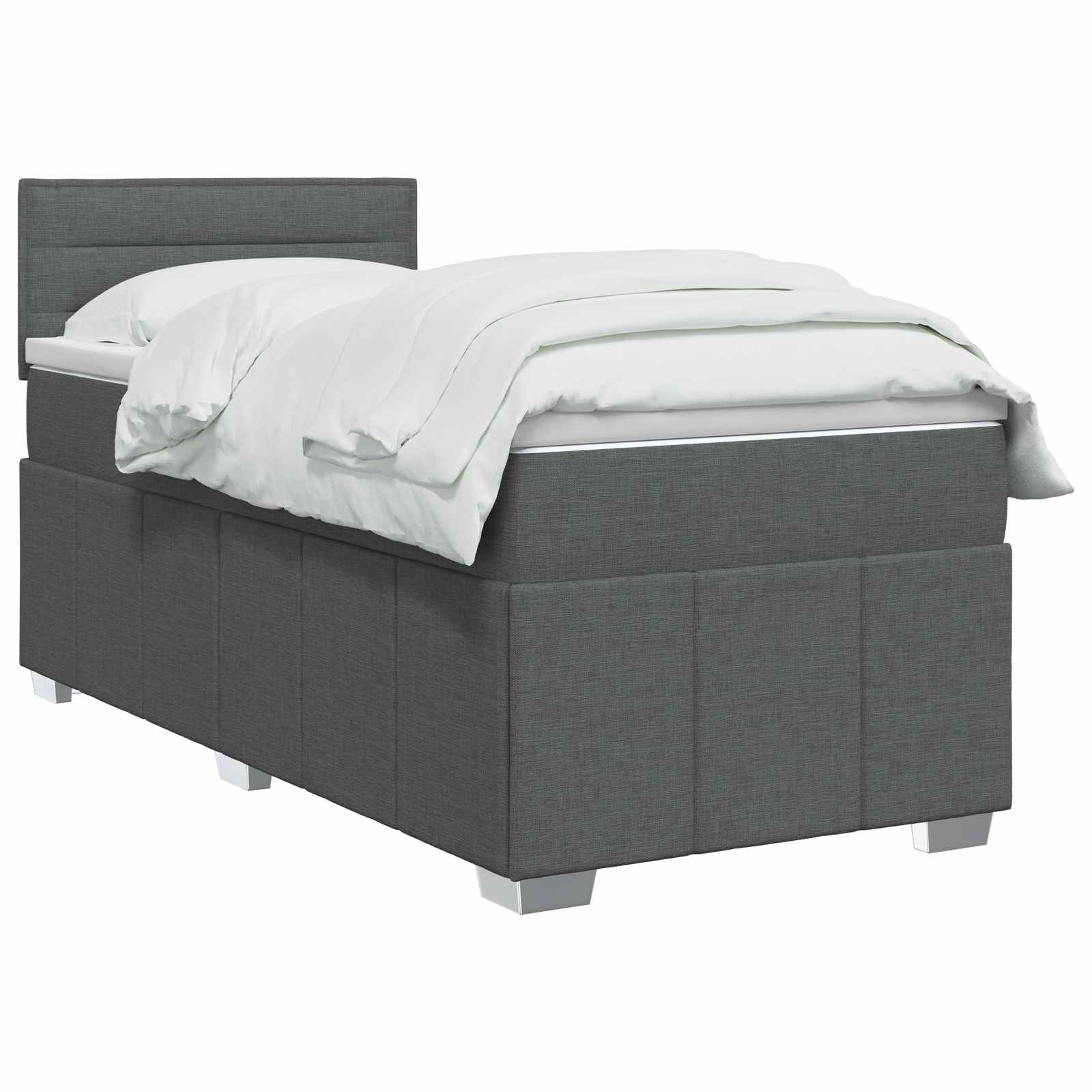 Boxspringbed met matras Donkergrijs 90 x 200 cm Stof – afbeelding 3