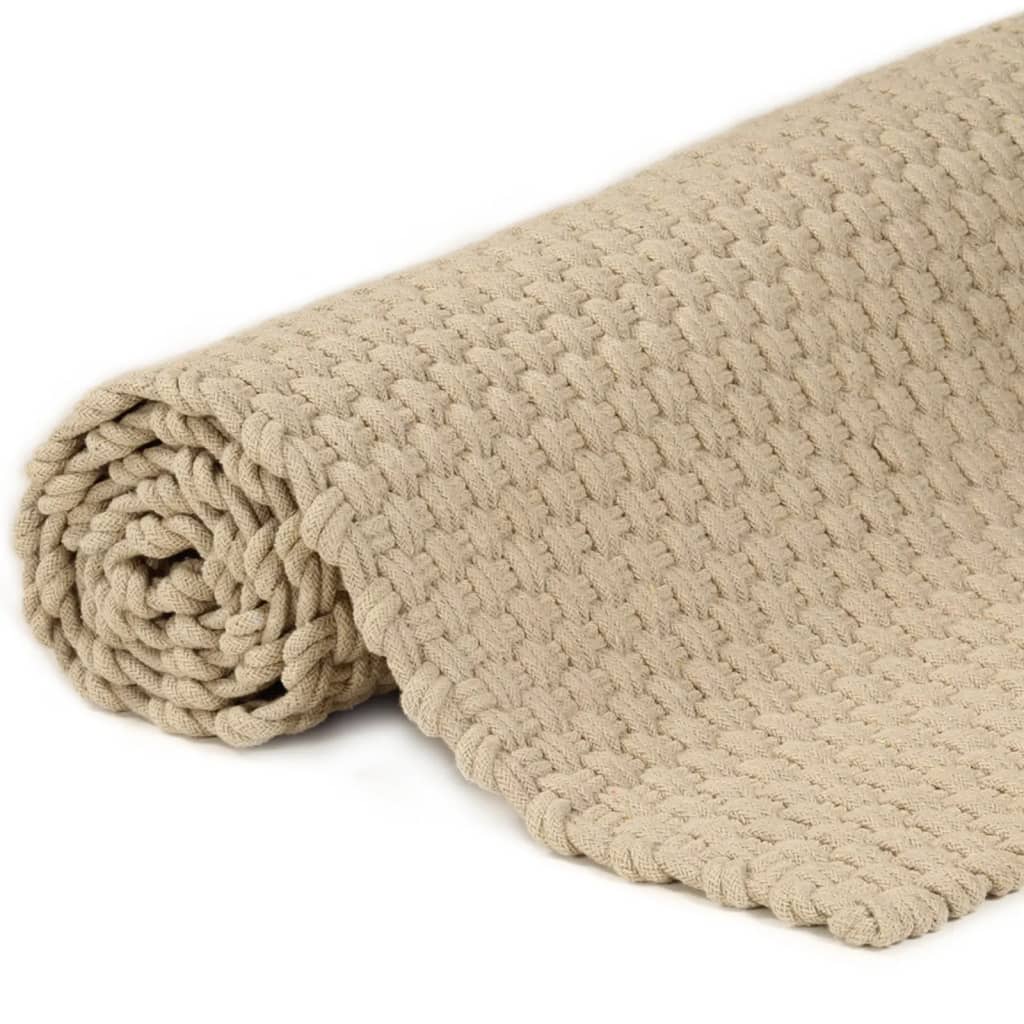 Vloerkleed rechthoekig 160x230 cm katoen naturel – afbeelding 4
