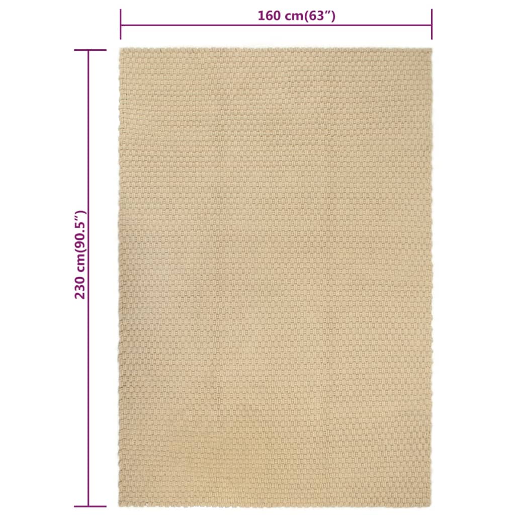 Vloerkleed rechthoekig 160x230 cm katoen naturel – afbeelding 6