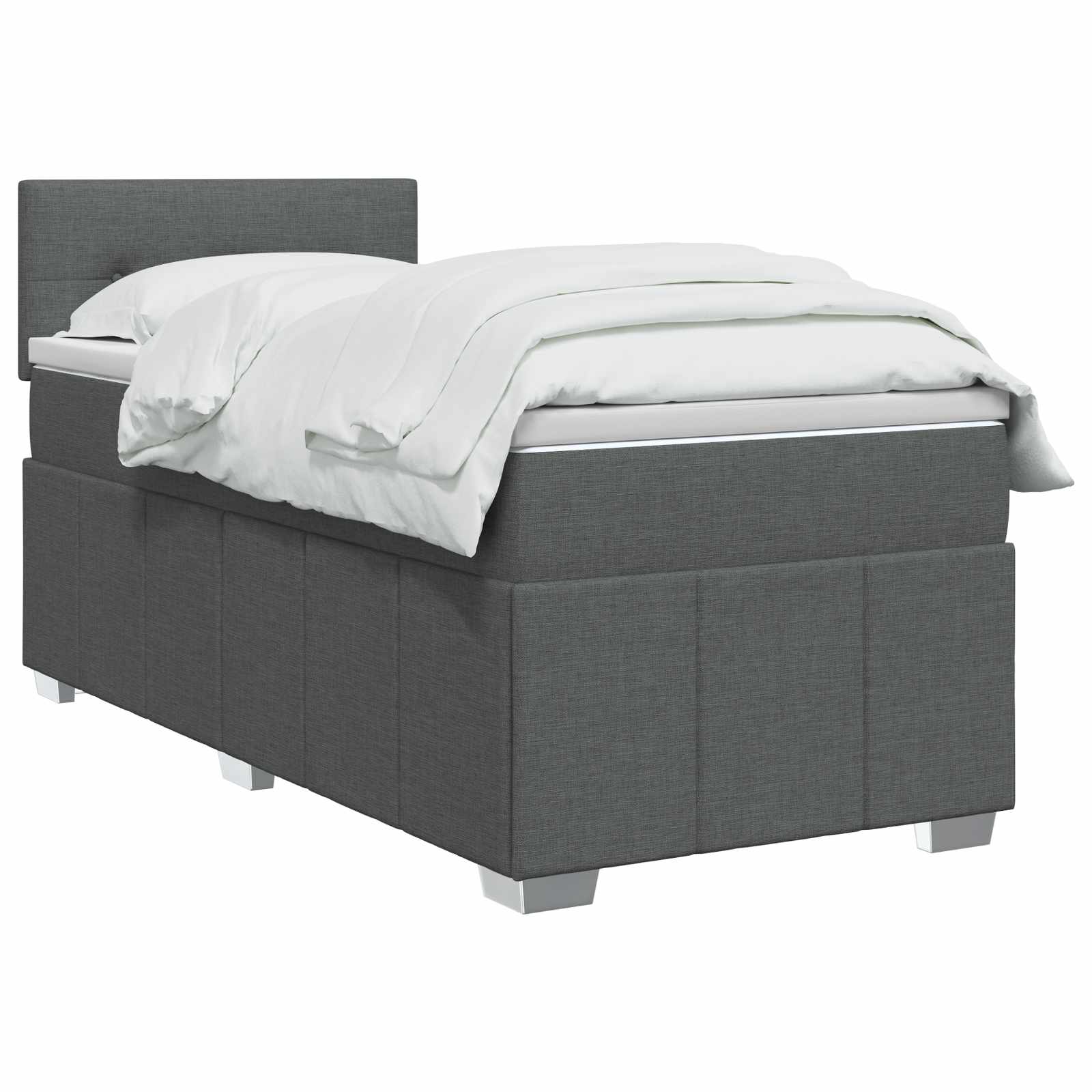 Boxspringbed met matras Donkergrijs 90 x 200 cm Stof – afbeelding 3