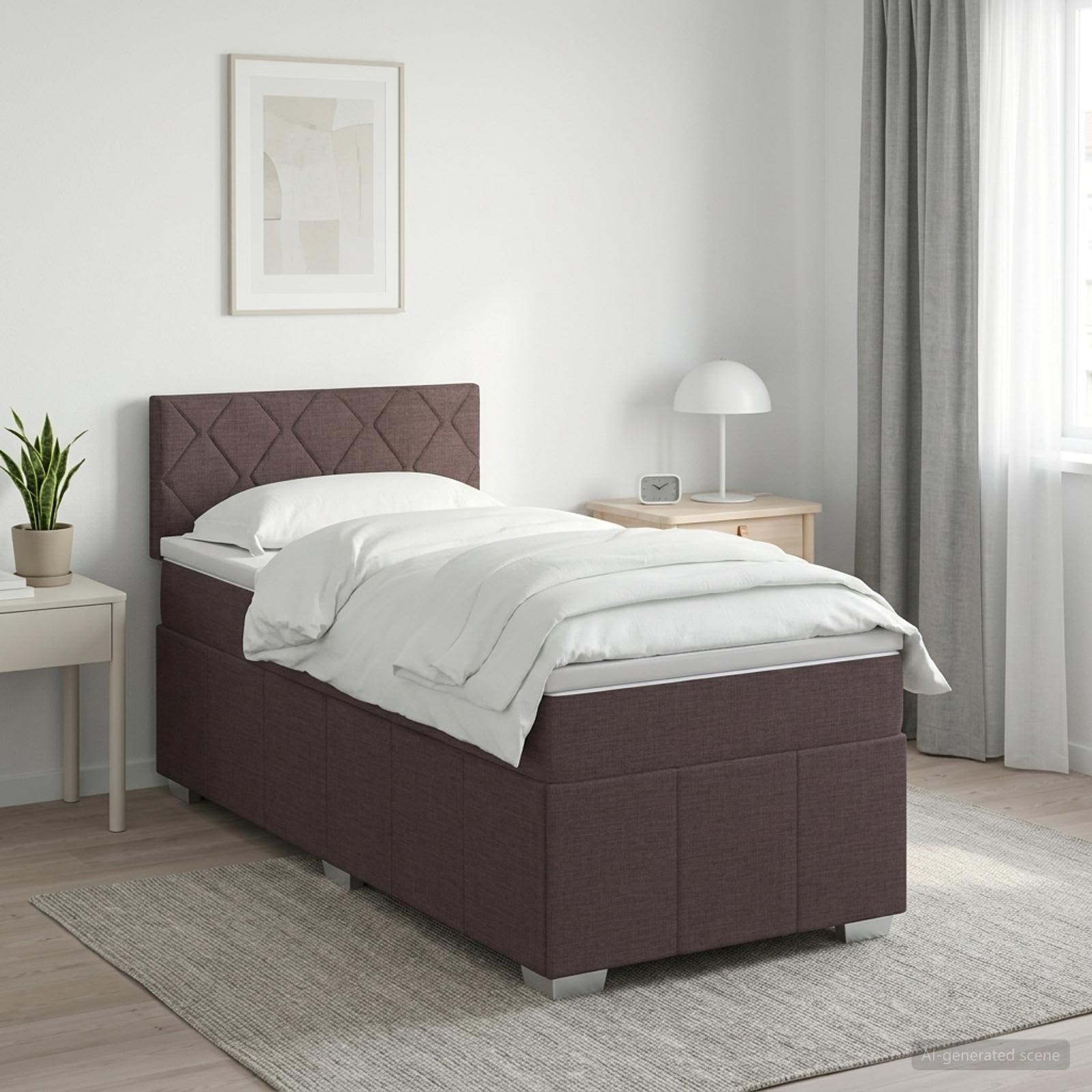 Boxspringbed met matras Donkerbruin 90 x 200 cm Stof