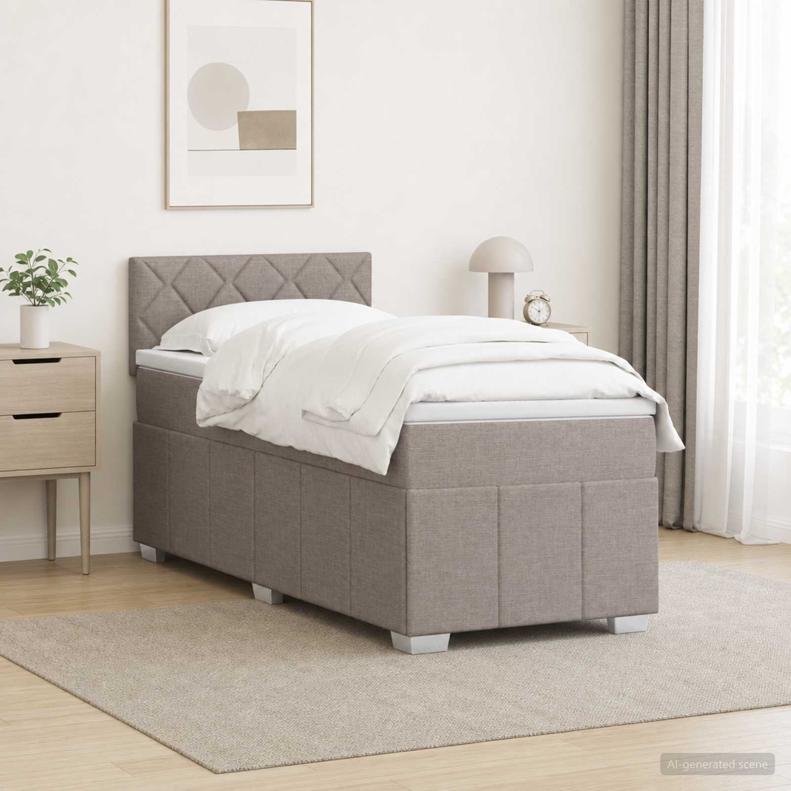 Boxspringbed met matras met hoofdeinde Taupe 90 x 200 cm Stof
