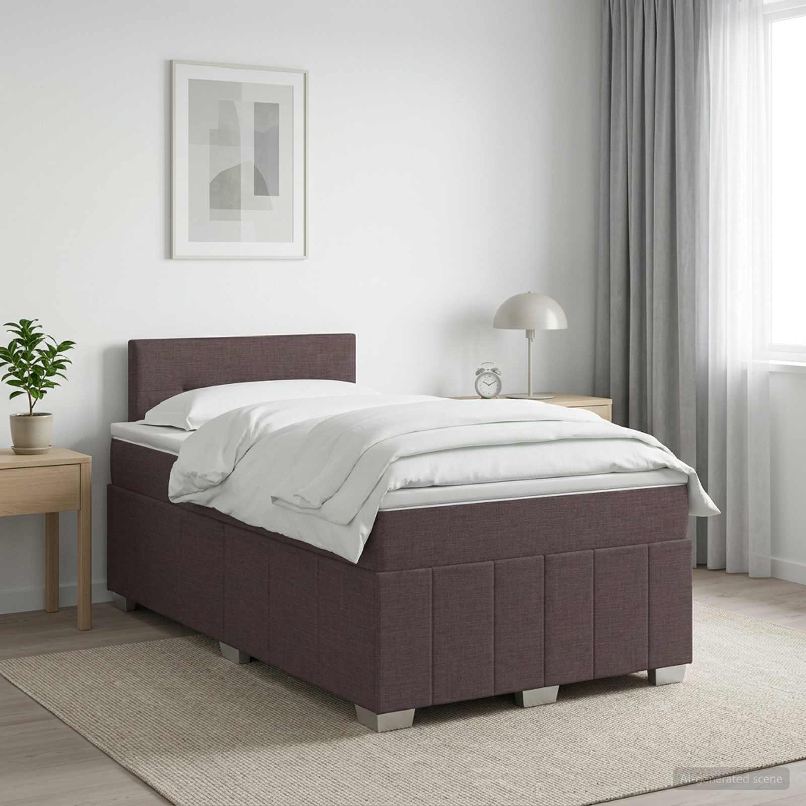 Boxspringbed met matras Donkerbruin 120 x 190 cm Stof – afbeelding 1