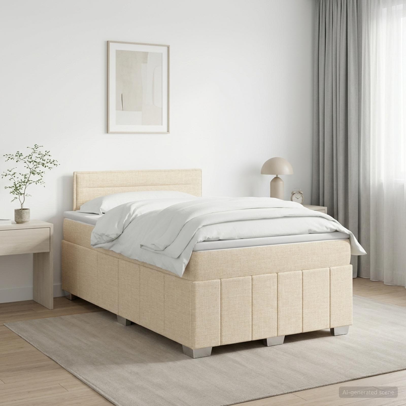 Boxspringbed met matras Crèmekleurig 120 x 200 cm Stof