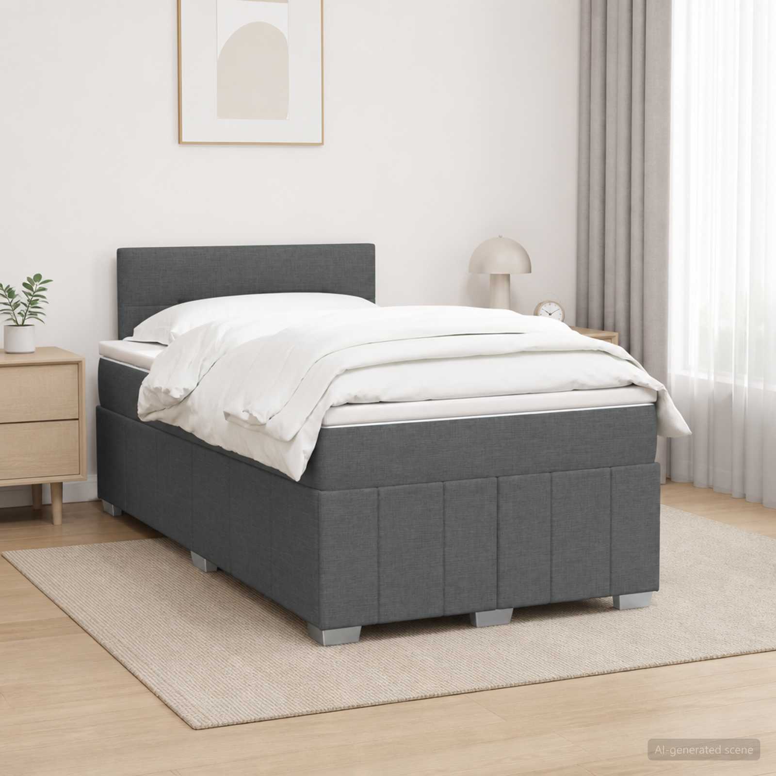 Boxspringbed met matras Donkergrijs 120 x 200 cm Stof