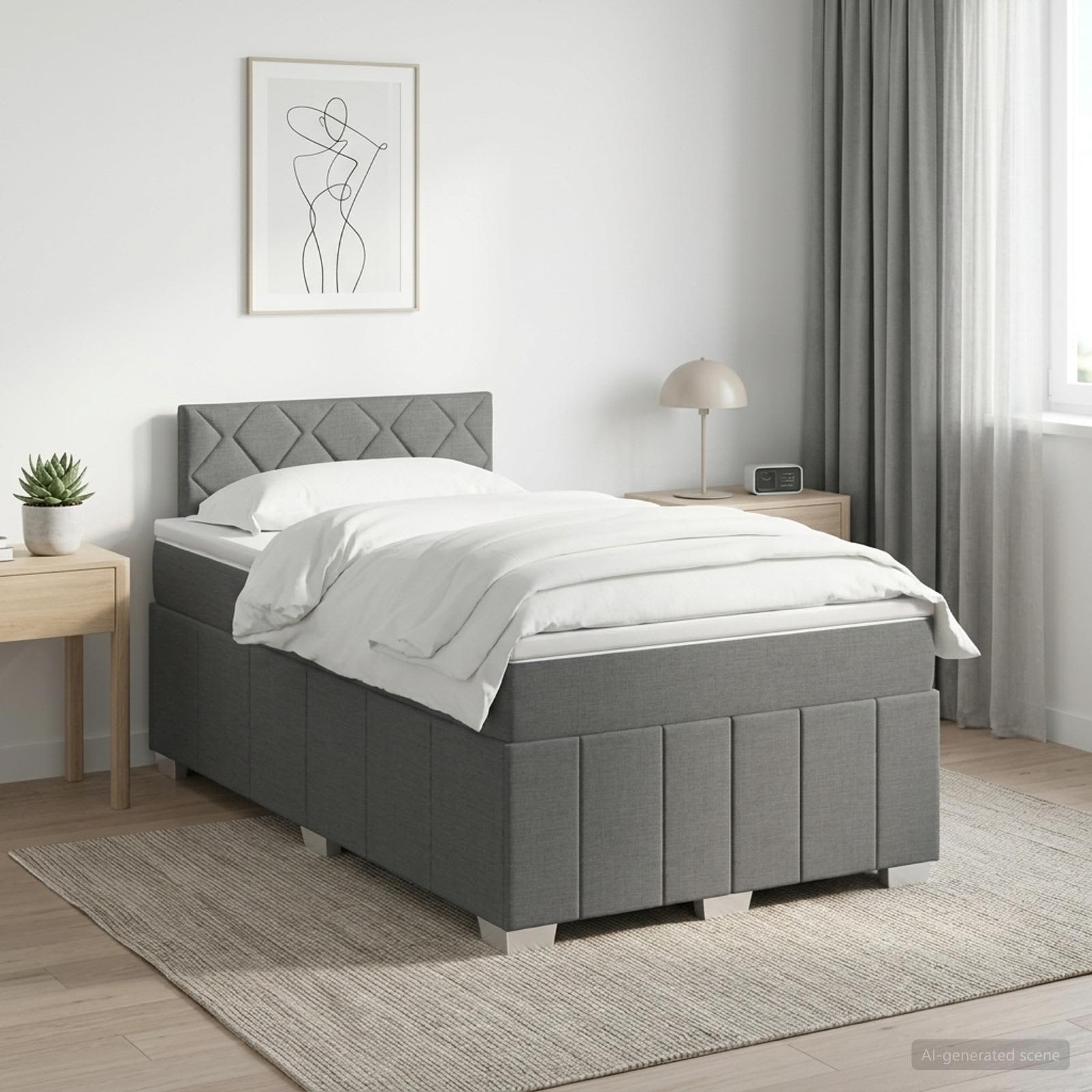Boxspringbed met matras Donkergrijs 120 x 200 cm Stof