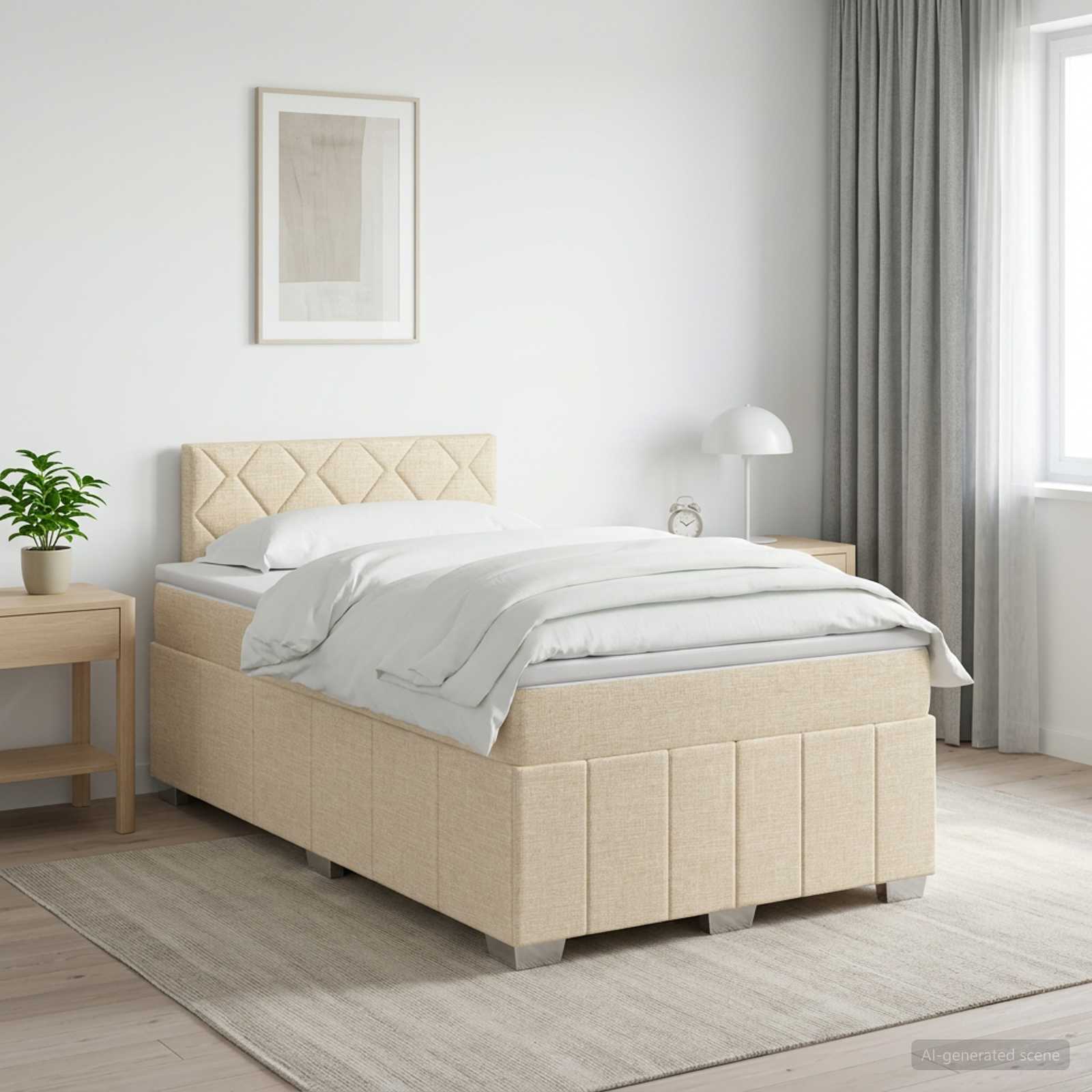 Boxspringbed met matras Crèmekleurig 120 x 200 cm Stof