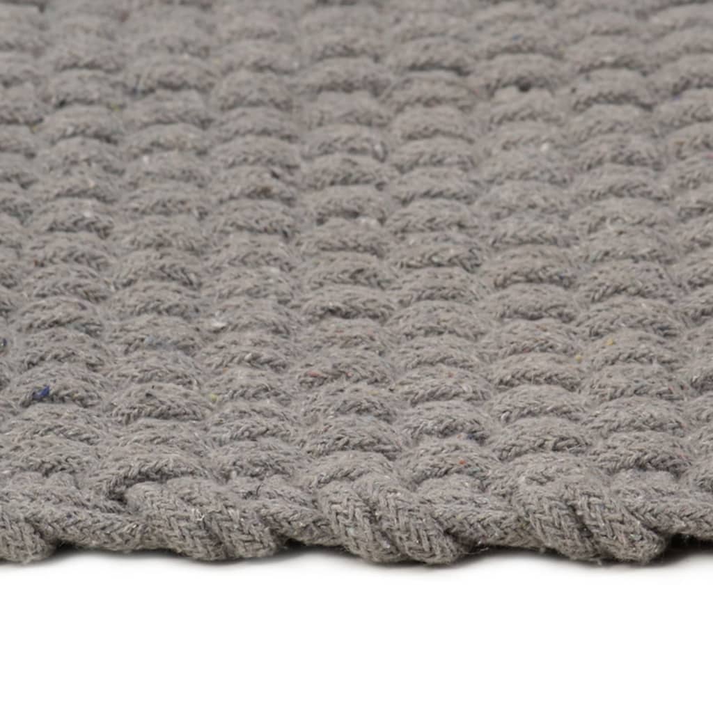 Vloerkleed rechthoekig 160x230 cm katoen grijs – afbeelding 3