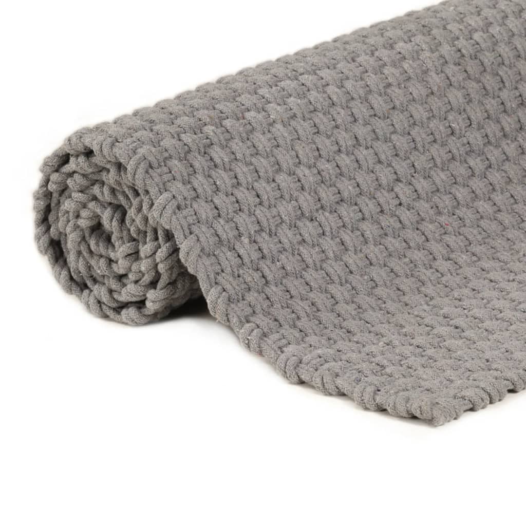 Vloerkleed rechthoekig 160x230 cm katoen grijs – afbeelding 4