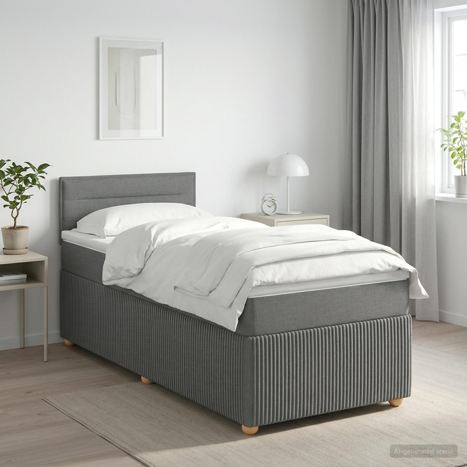 Boxspringbed met matras Donkergrijs 90 x 200 cm Stof – afbeelding 1