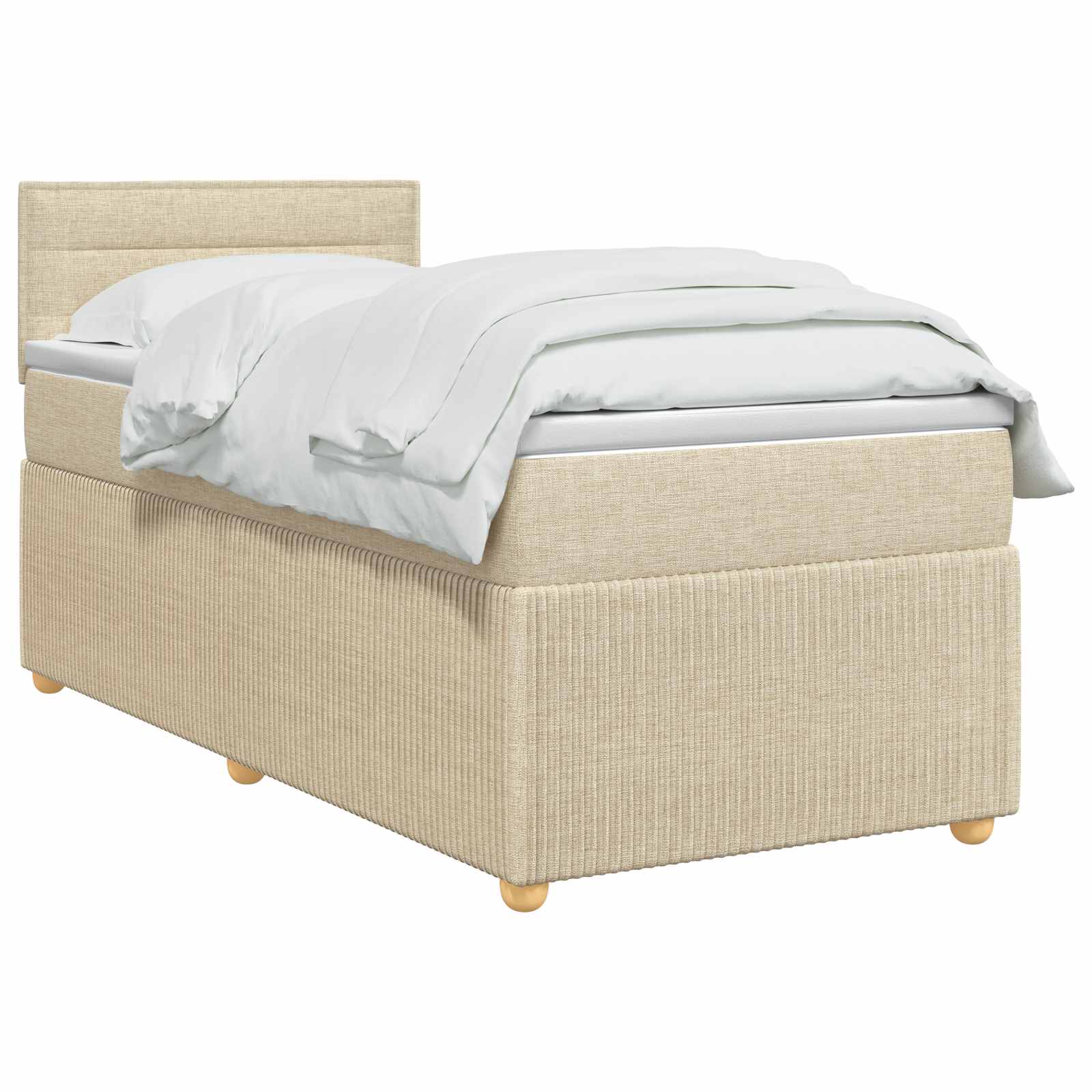 Boxspringbed met matras Crèmekleurig 90 x 200 cm Stof – afbeelding 3