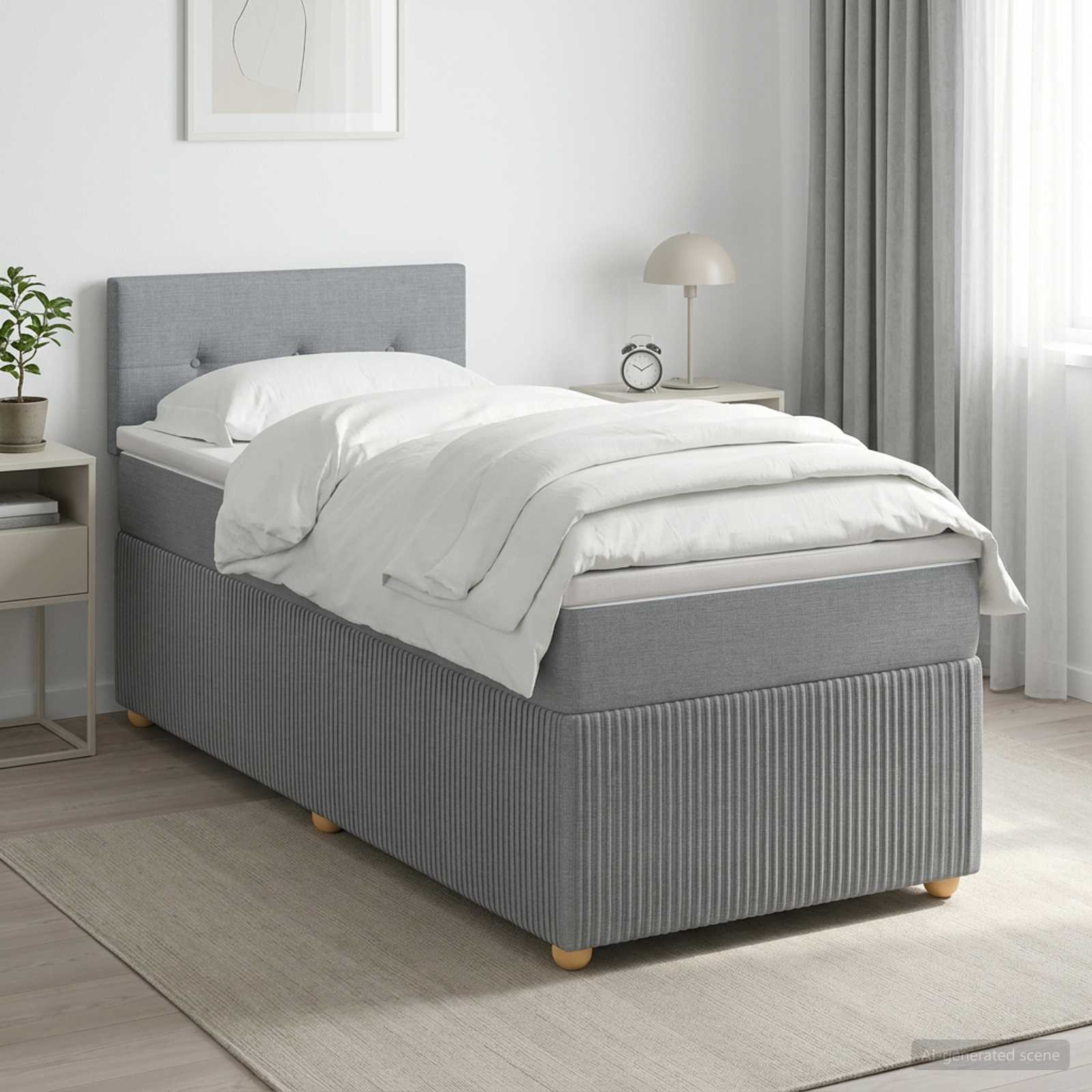 Boxspringbed met matras Lichtgrijs 90 x 200 cm Stof – afbeelding 1