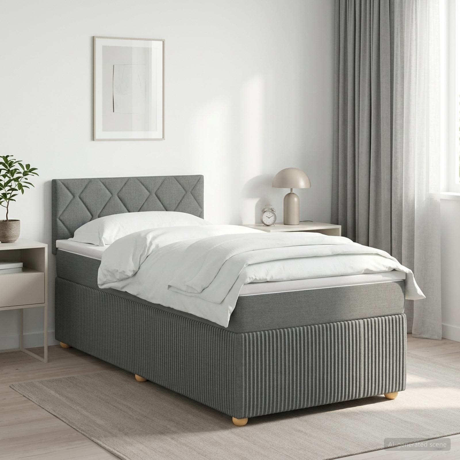 Boxspringbed met matras Donkergrijs 100 x 200 cm Stof – afbeelding 1