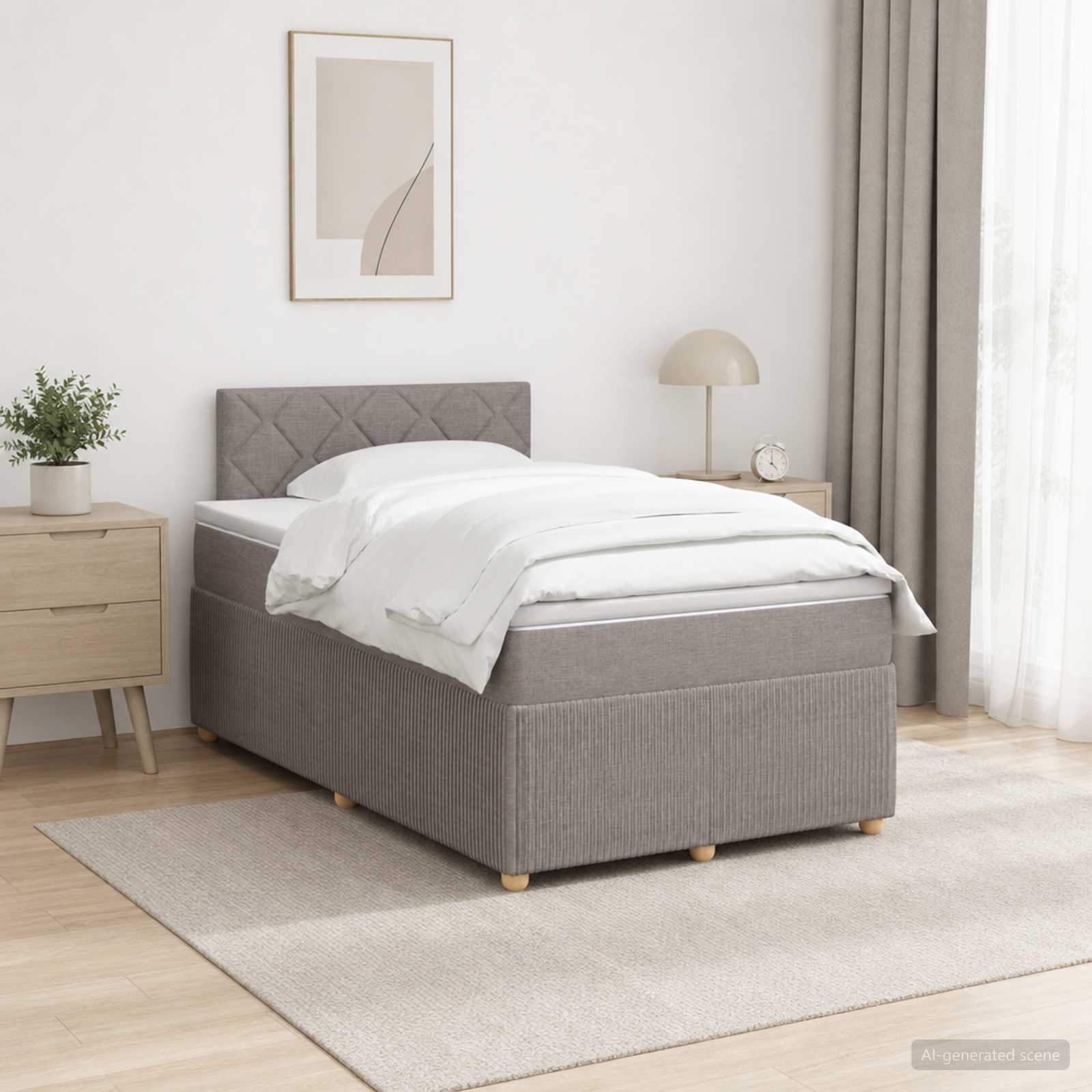 Boxspringbed met matras met hoofdeinde Taupe 120 x 190 cm Stof – afbeelding 1