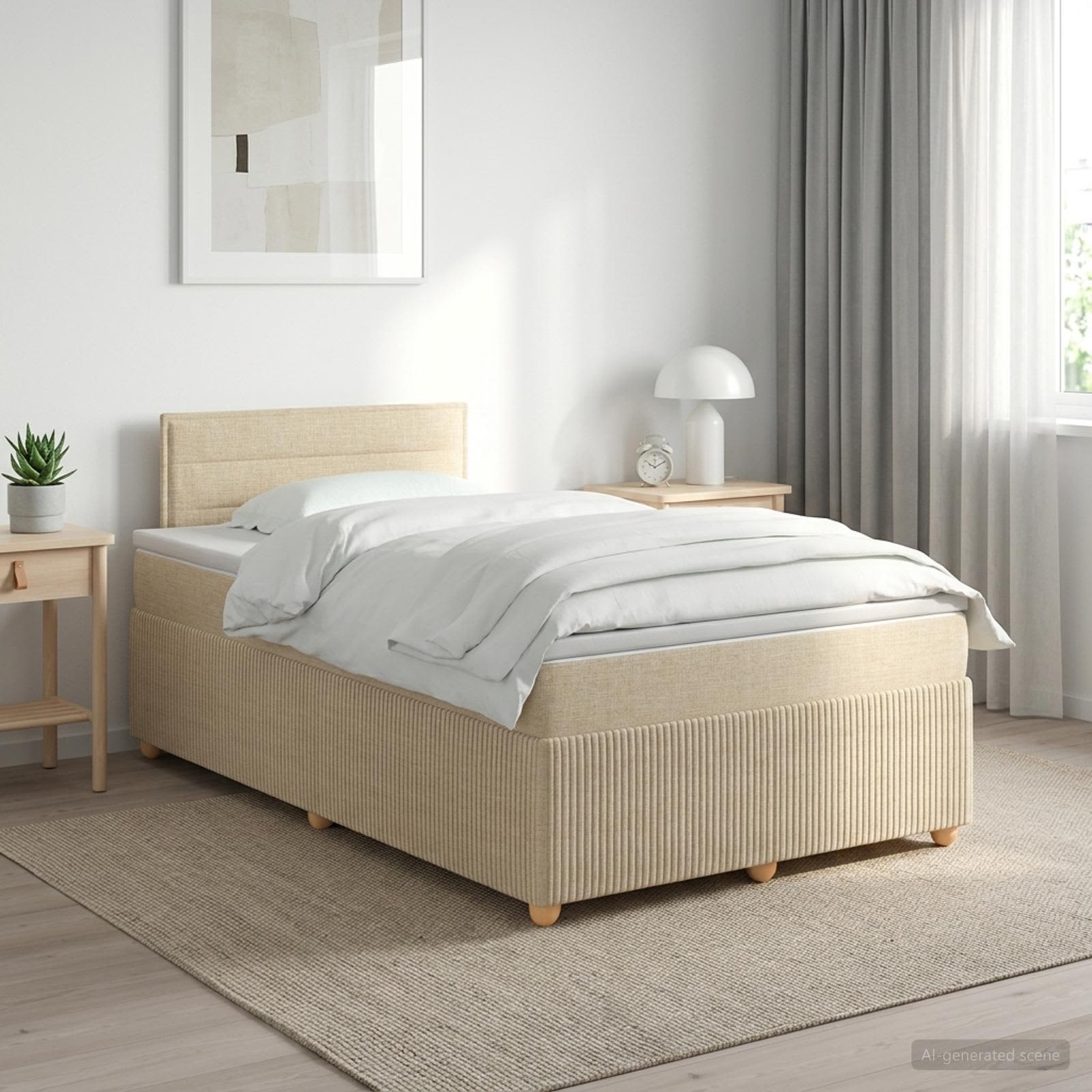 Boxspringbed met matras Crèmekleurig 120 x 200 cm Stof – afbeelding 1