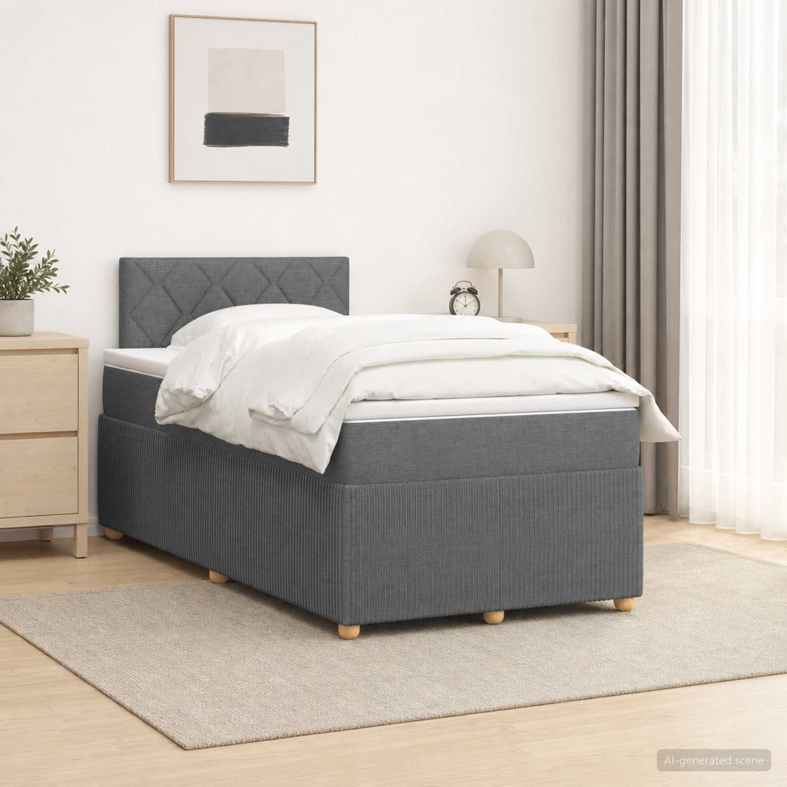 Boxspringbed met matras Donkergrijs 120 x 200 cm Stof – afbeelding 1