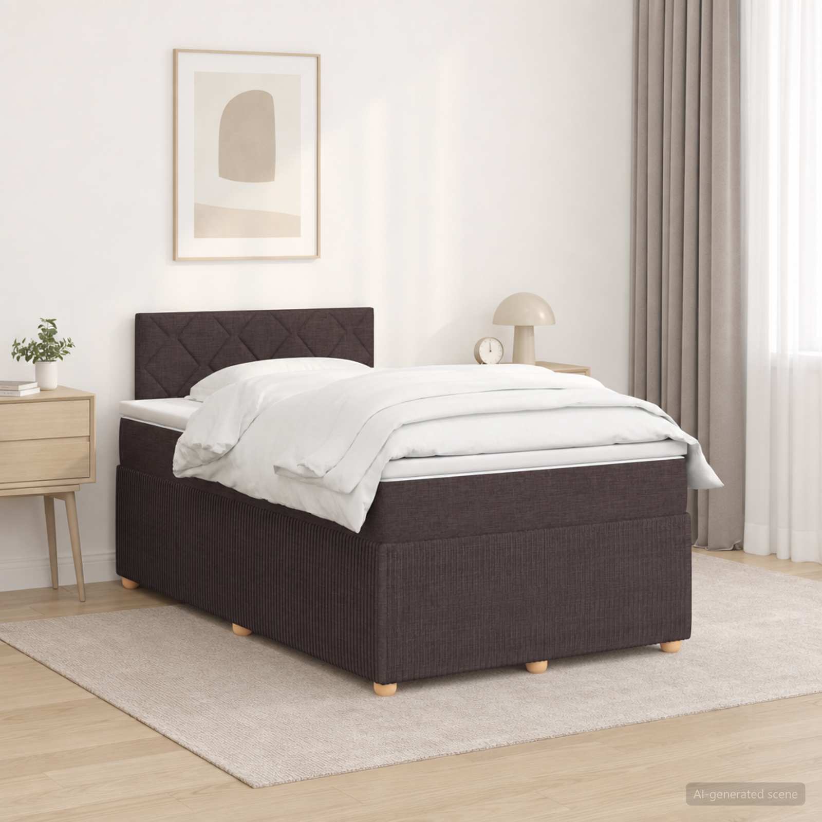 Boxspringbed met matras Donkerbruin 120 x 200 cm Stof – afbeelding 1