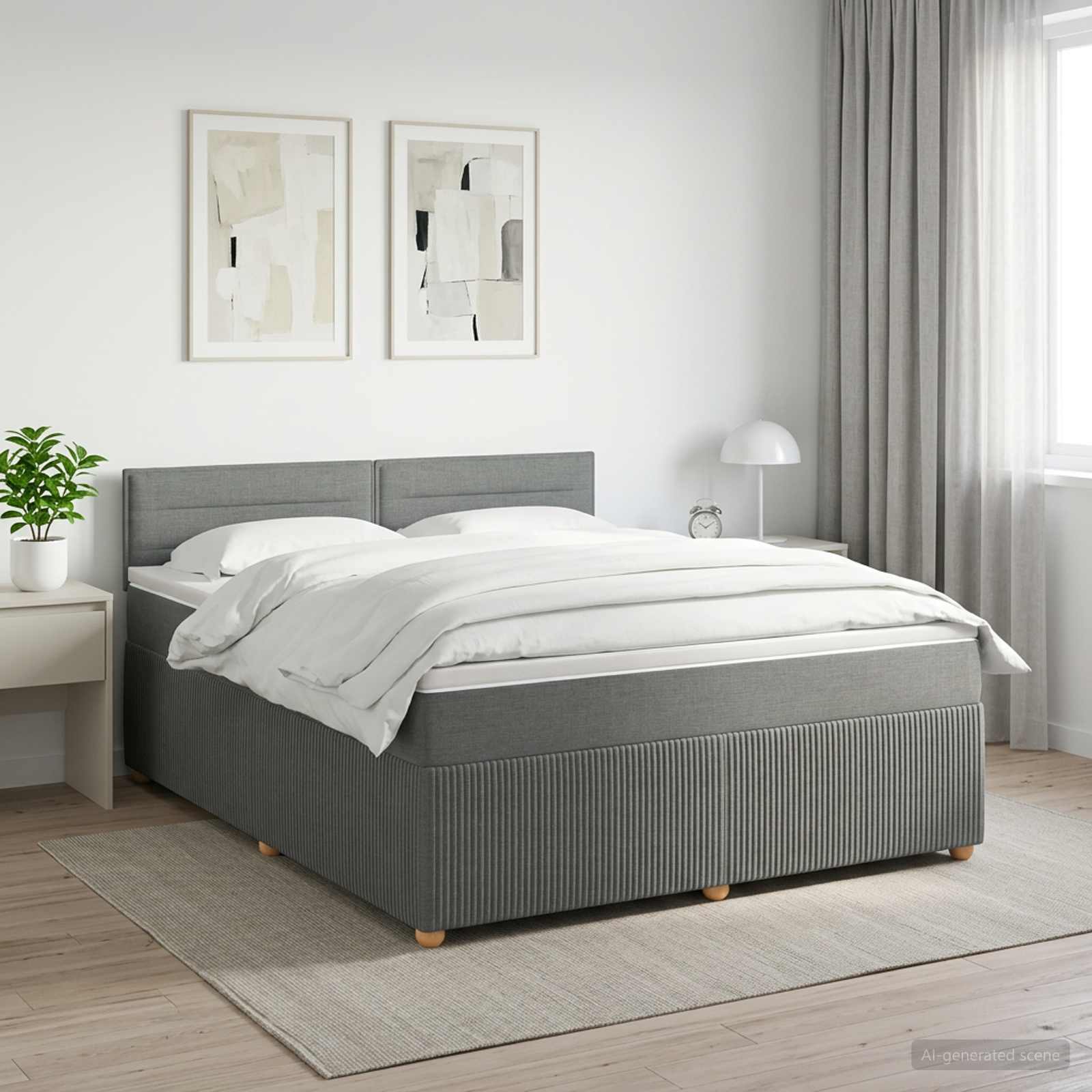 Boxspringbed met matras Donkergrijs 160 x 200 cm Stof – afbeelding 1