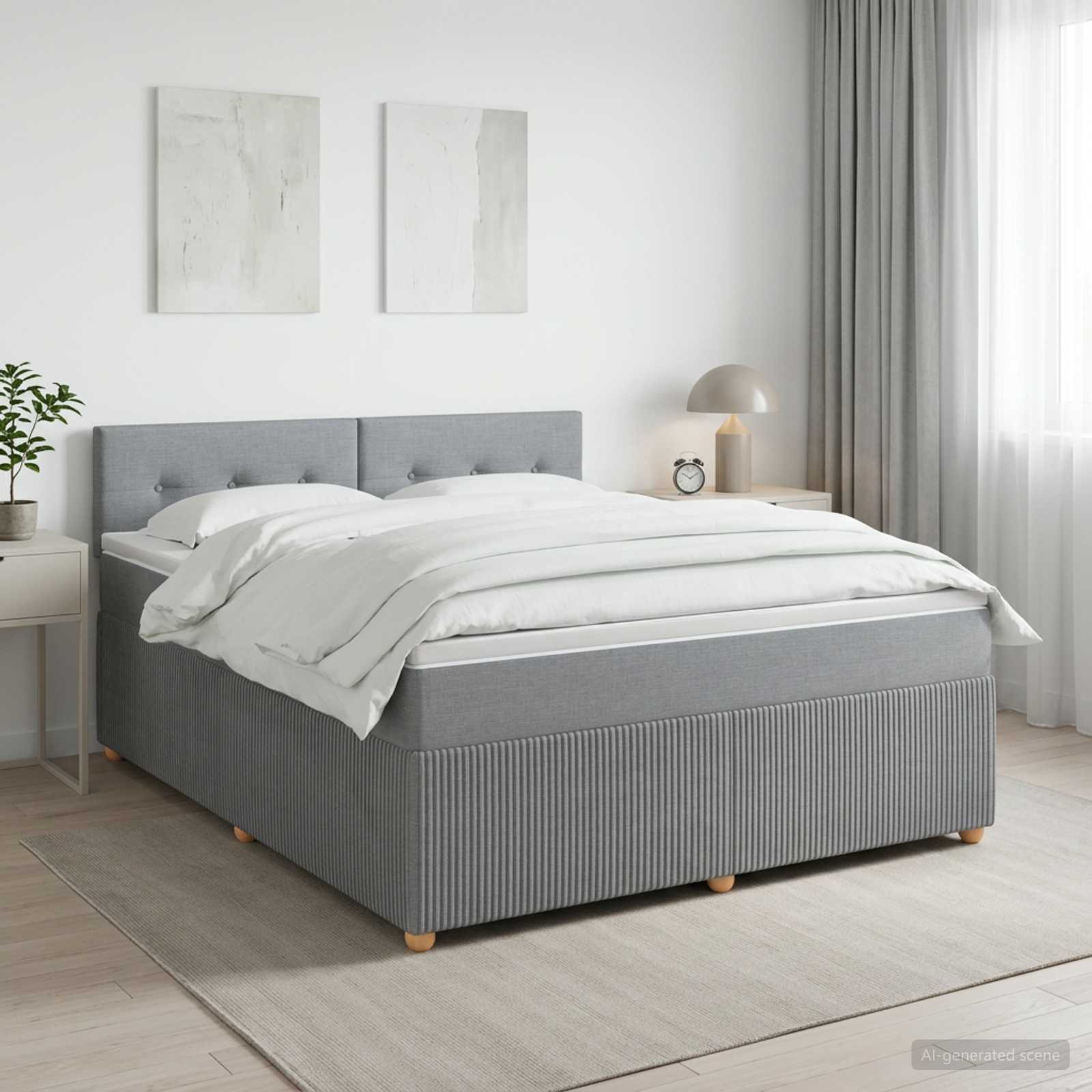 Boxspringbed met matras Lichtgrijs 160 x 200 cm Stof – afbeelding 1